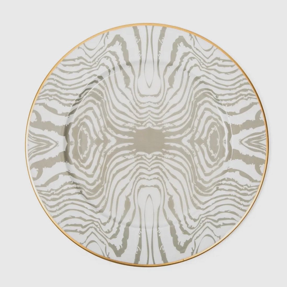 Taupe/White Faux Bois Enameled Charger - PORCH