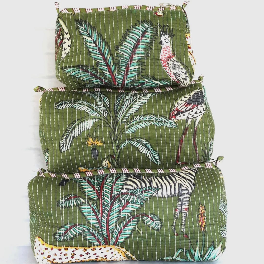 Green Jungle - Small Pacific & Rose Quilted Toiletry Bag - PORCH