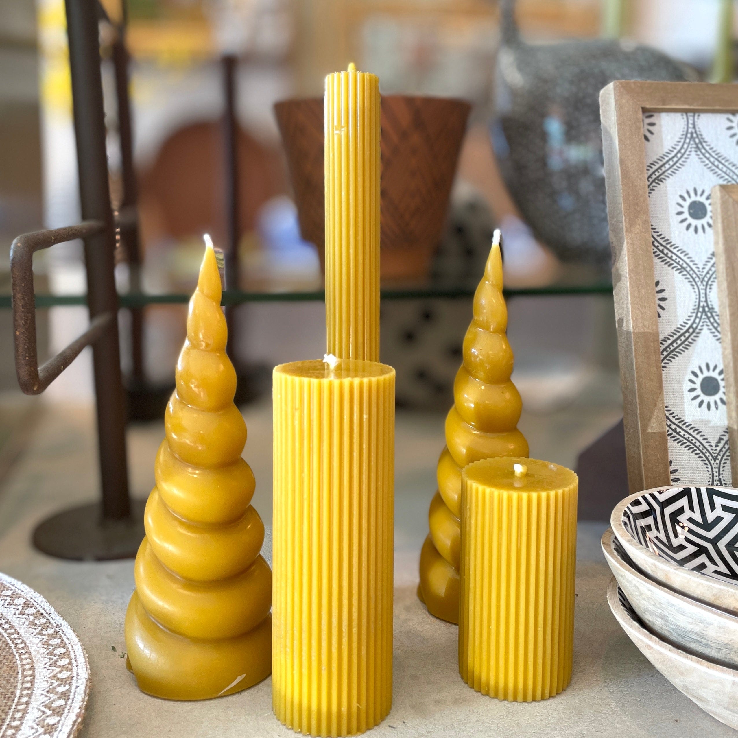 Fluted Beeswax Pillar Candle - PORCH