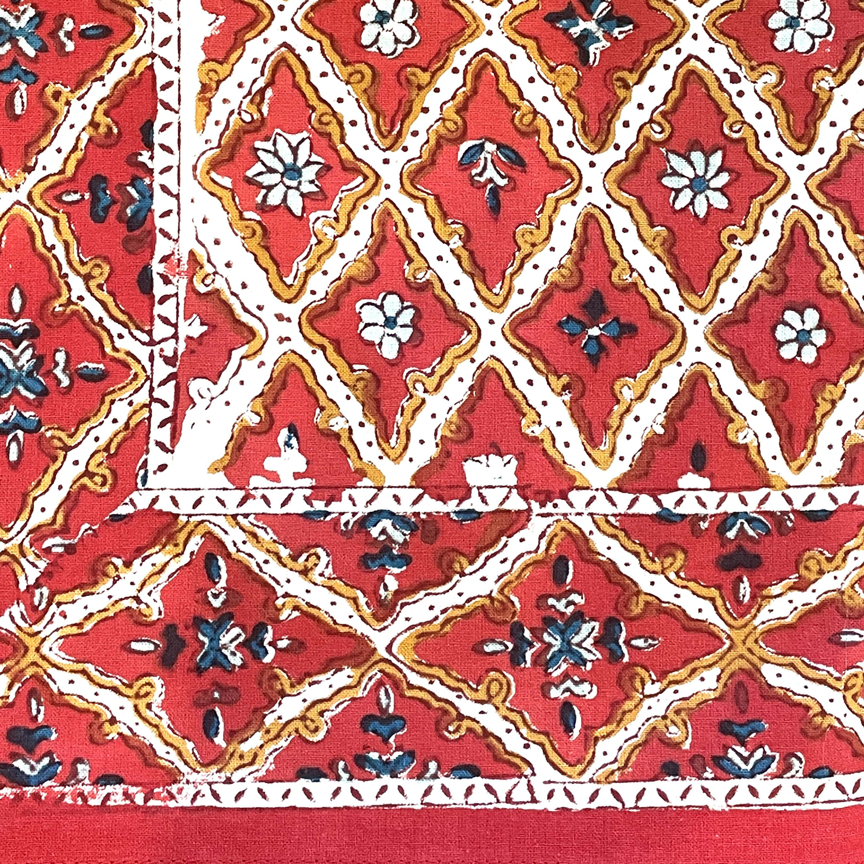 Lal Qila N.H. Block Print Tablecloth - 60" x 120" - PORCH