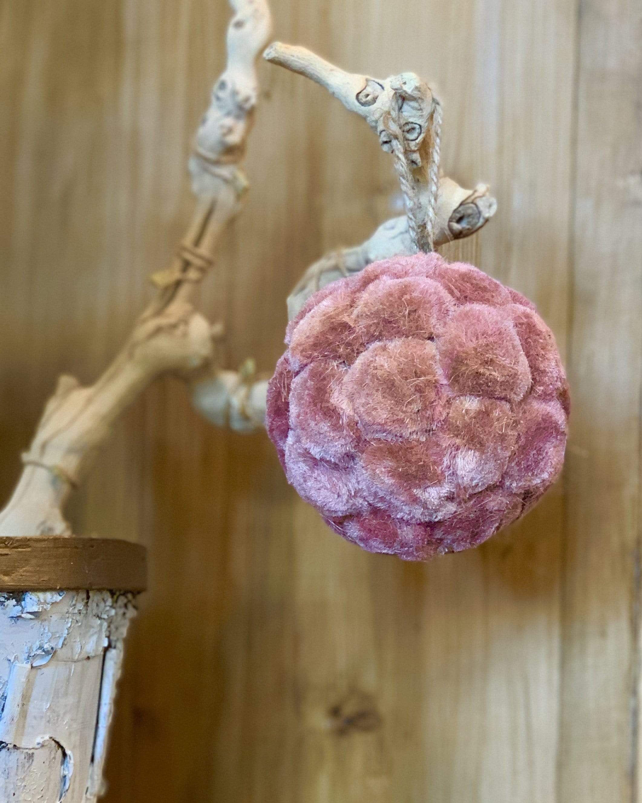 Rose Sisal Ball Ornament - PORCH