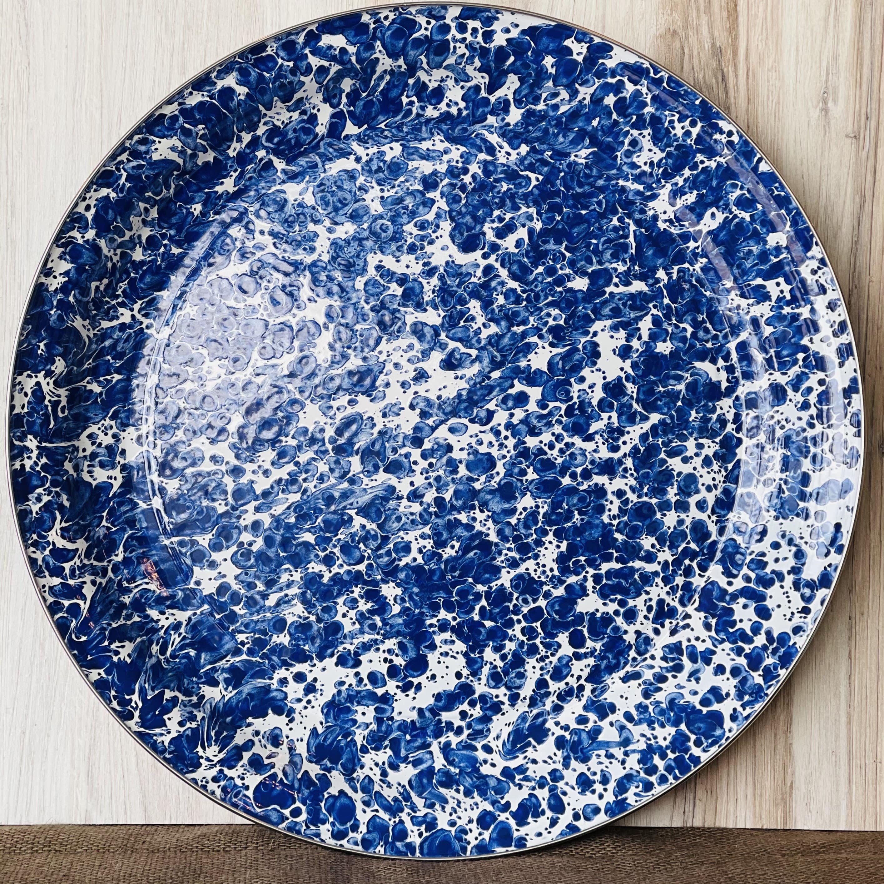 Cobalt / Large Splatterware Round Tray  - Large - PORCH