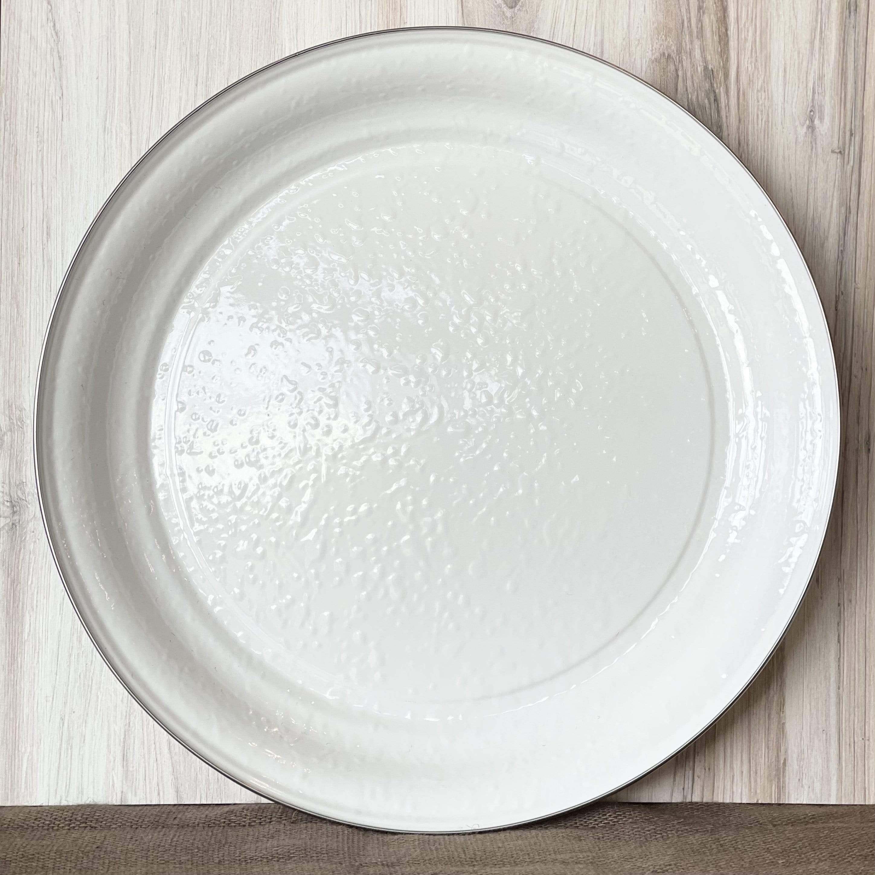 Solid White / Large Splatterware Round Tray  - Large - PORCH