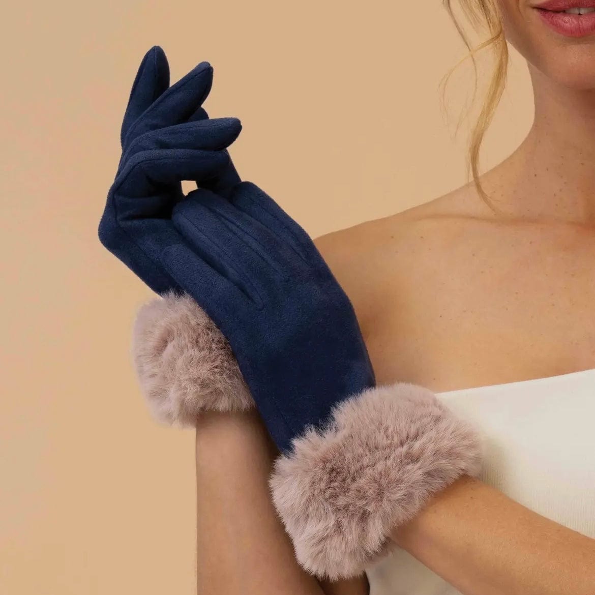 Navy/Taupe Bettina Gloves - PORCH