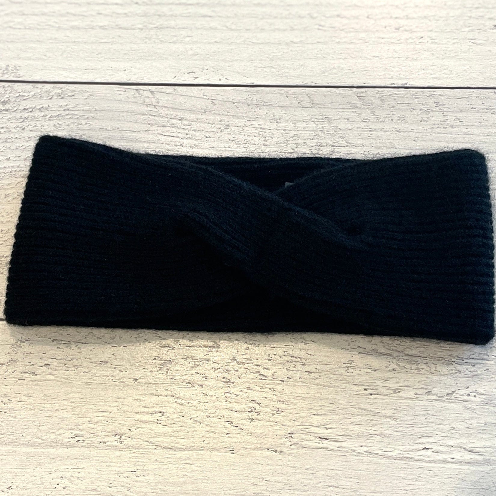 Black Cashmere Ribbed Ear Warmers - PORCH