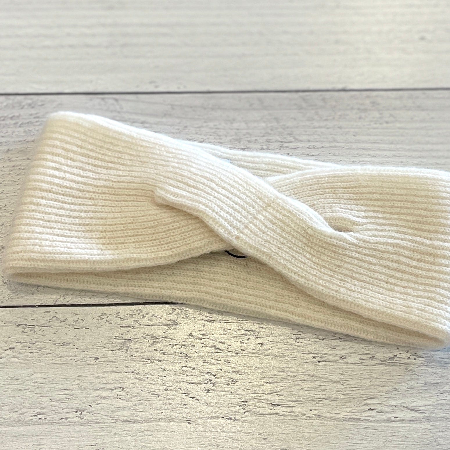 White Cashmere Ribbed Ear Warmers - PORCH