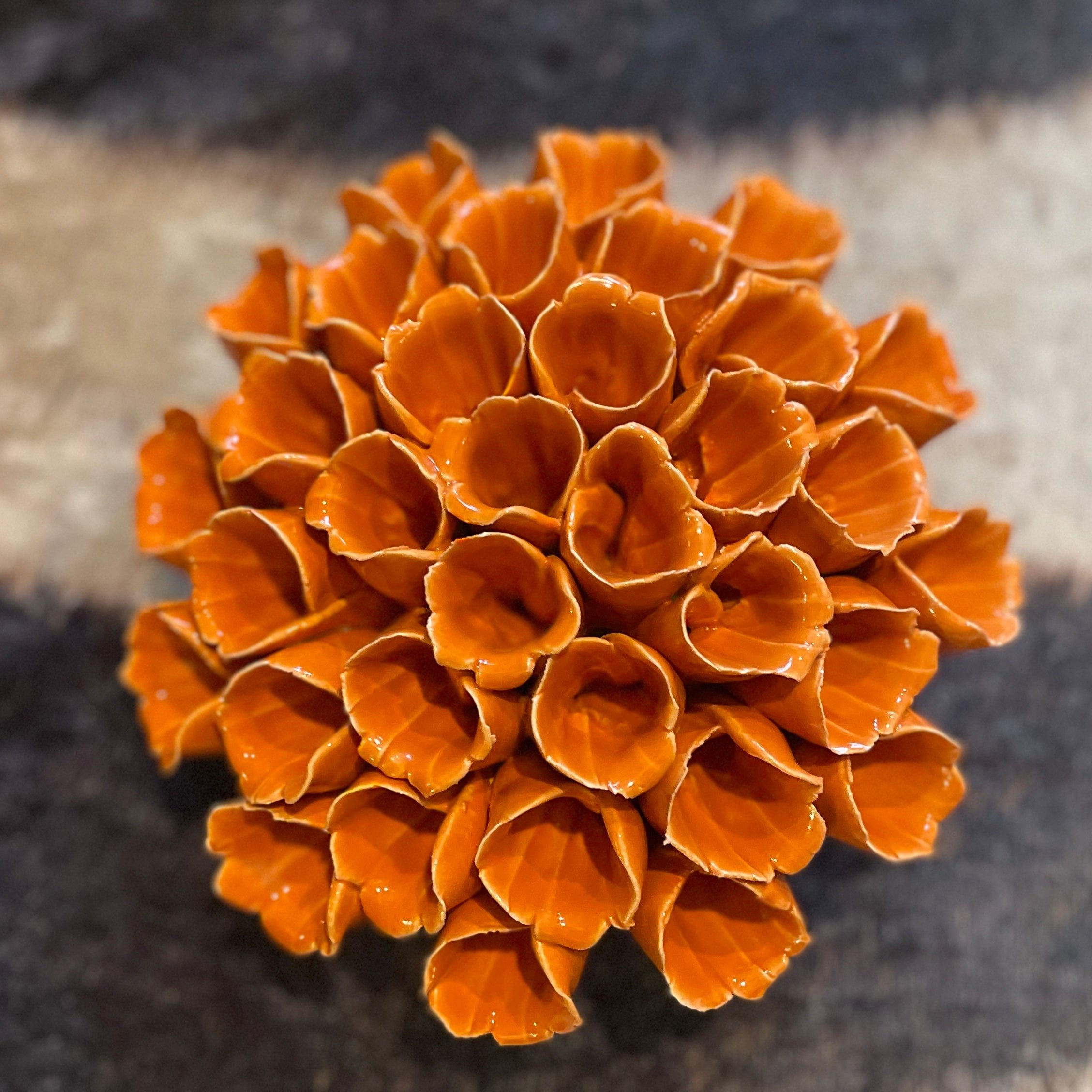 Lg. Orange Sea Polyp Ceramic Flower - PORCH