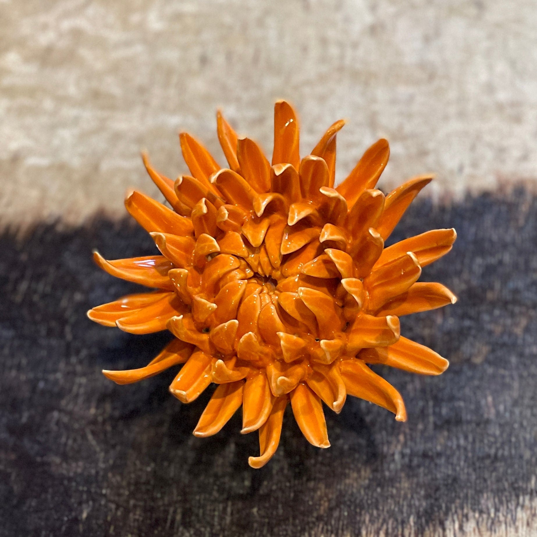 Orange Mum Ceramic Flower - PORCH