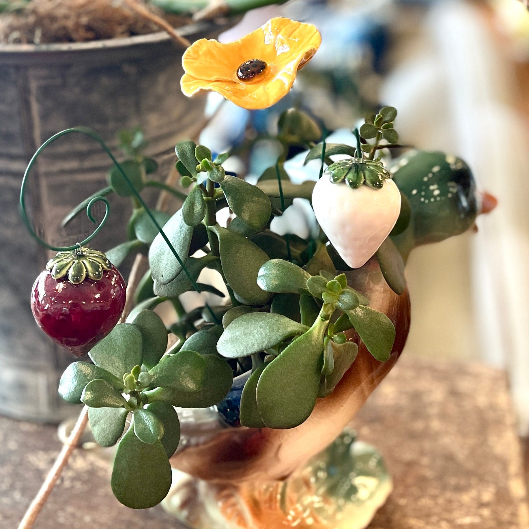 Ceramic Poppy Plant Stake - PORCH