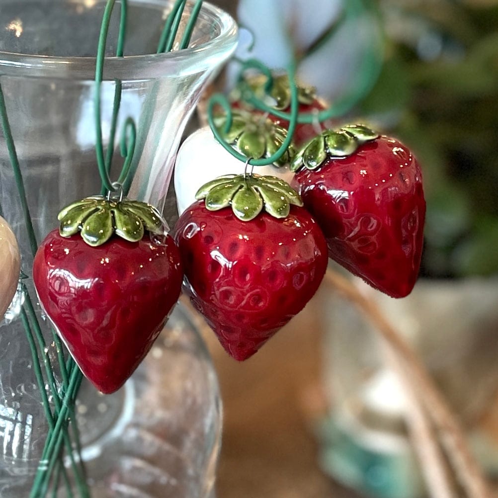Red Ceramic Strawberry Plant Stake - PORCH