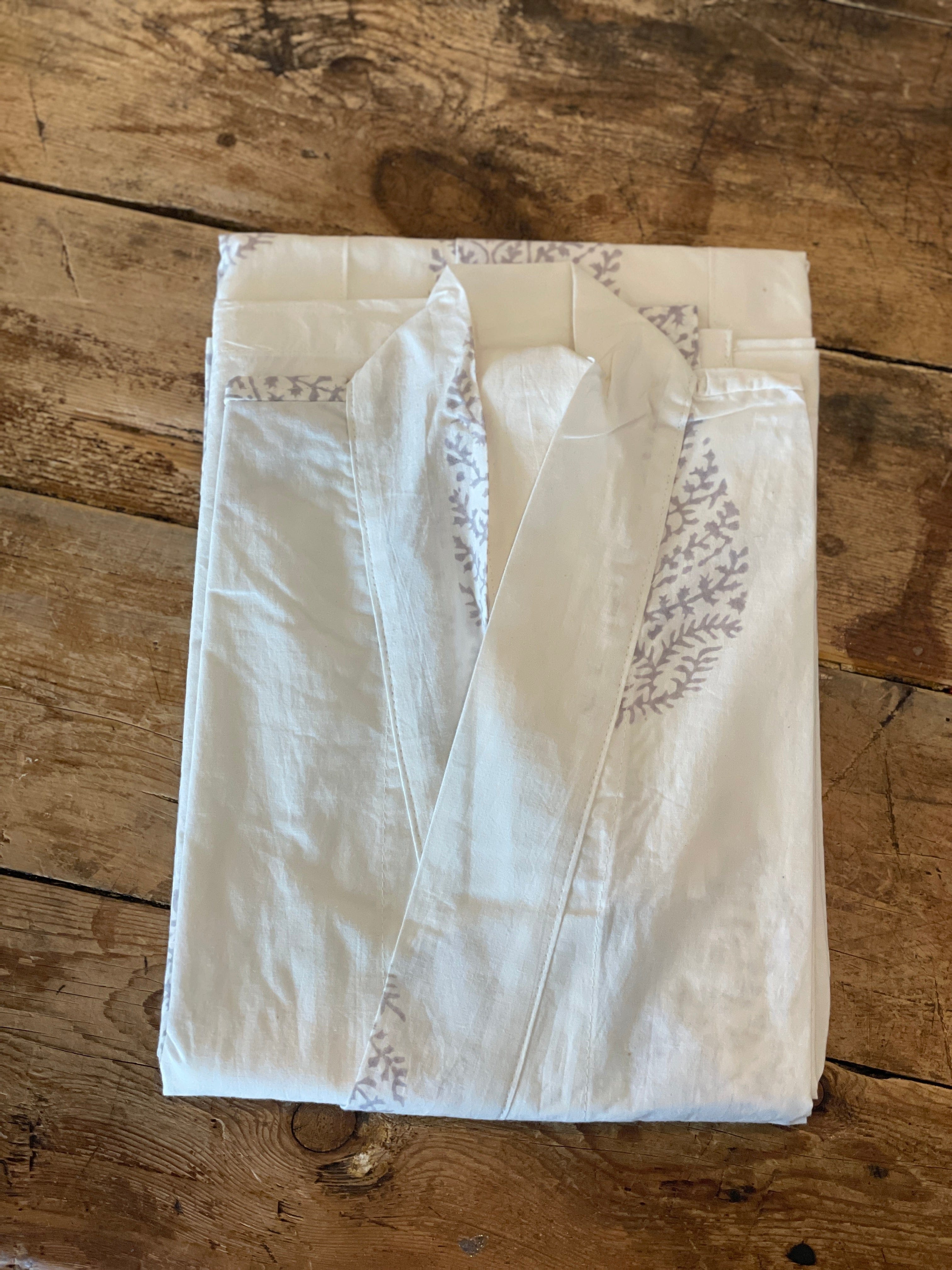 Samode Paisley Grey Cotton Hand-Printed Robe - PORCH