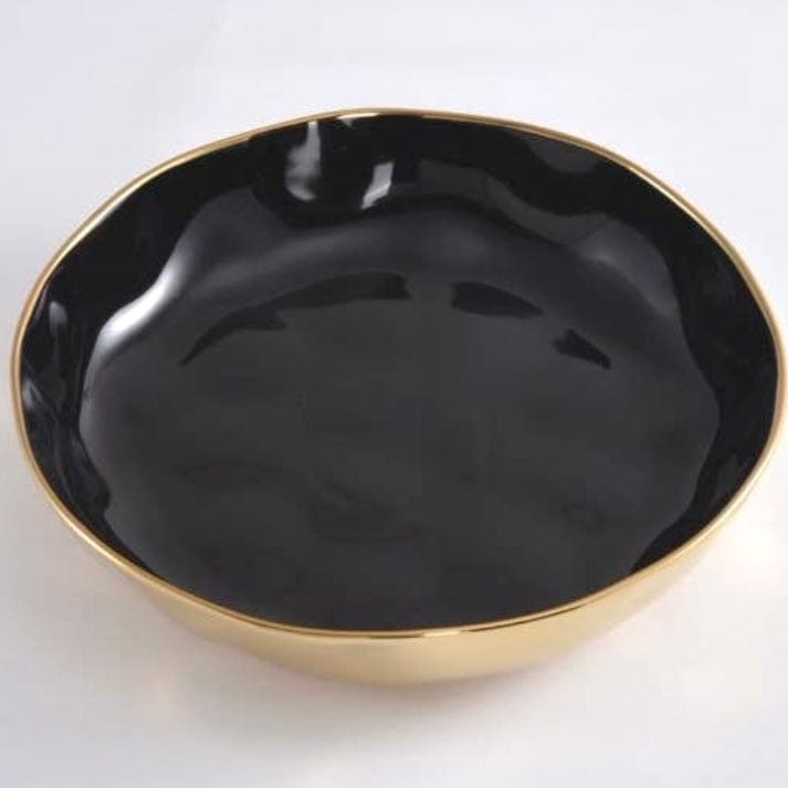 Eclipse/Gold Porcelain Shallow Bowl - PORCH