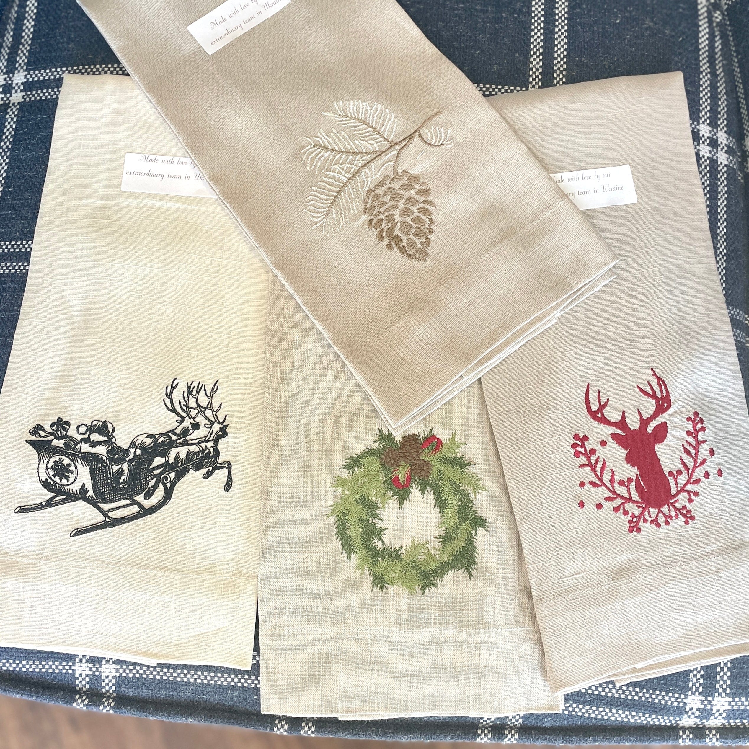 Embroidered Linen Tea Towel - PORCH