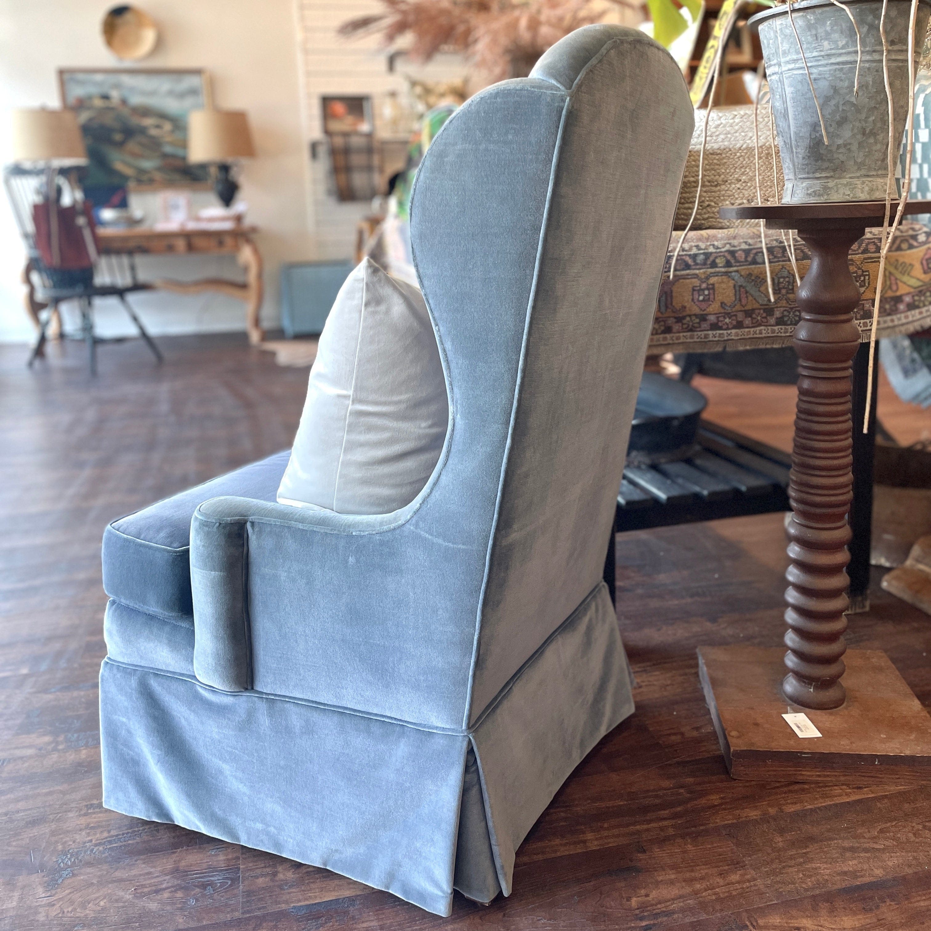 Estate Custom Velvet Wingback Chair - PORCH