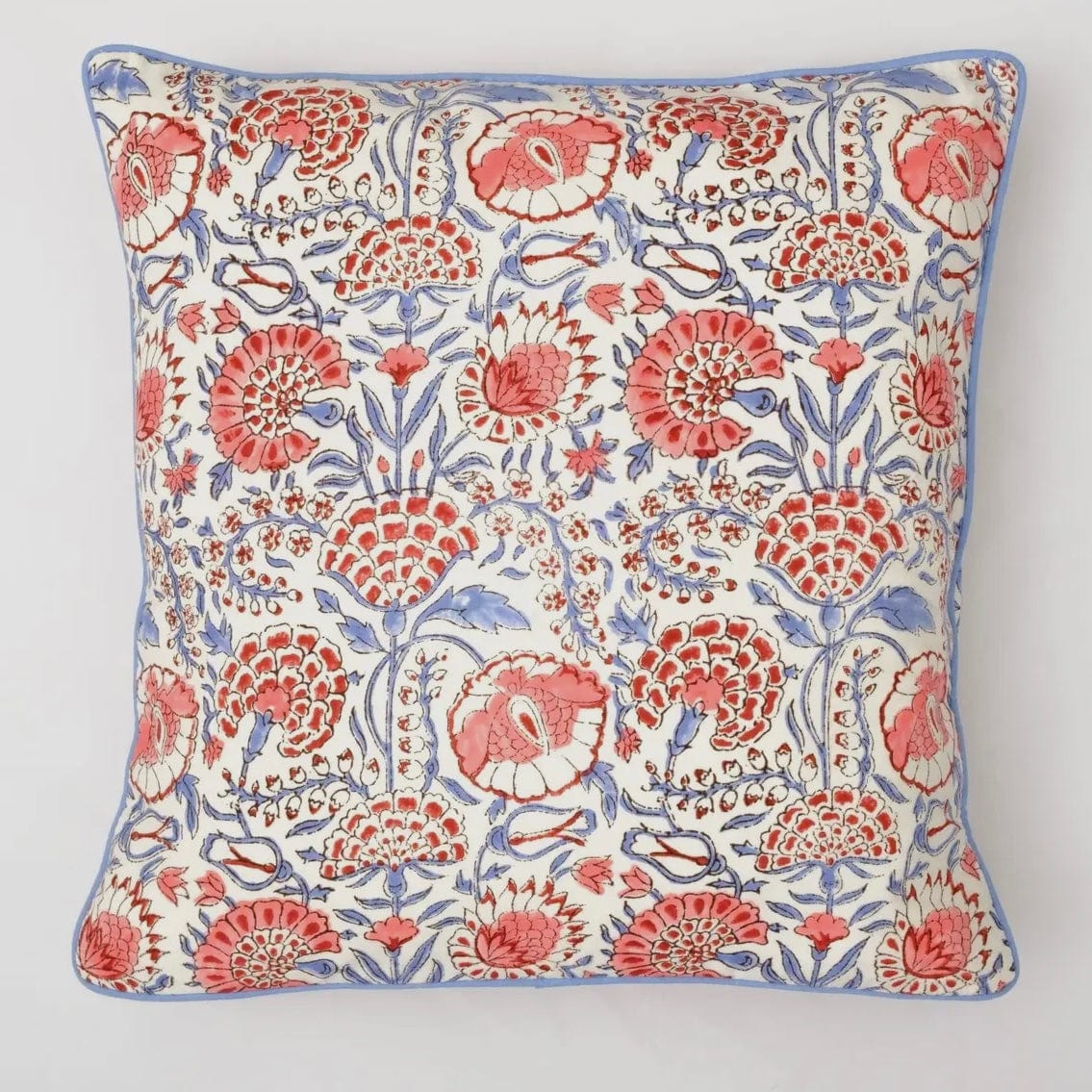 Haley Red/Blue Fabricrush Block Print Pillow - PORCH