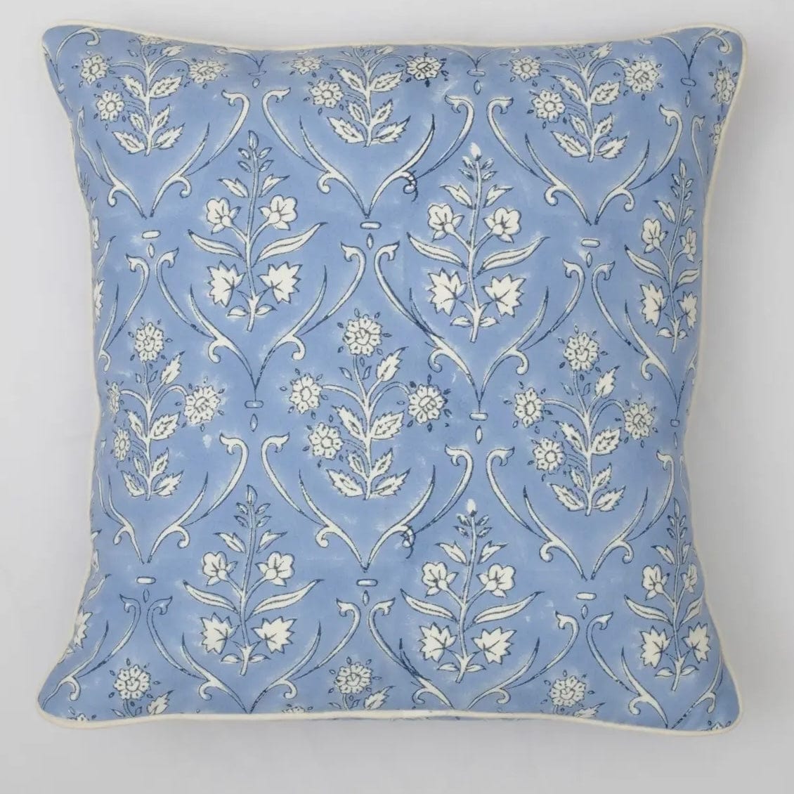 Jasmine Blue Fabricrush Block Print Pillow - PORCH