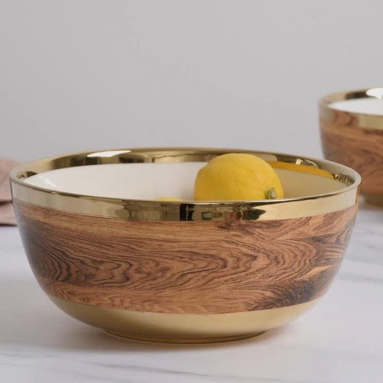 Faux Bois/Gold Porcelain Bowl - PORCH