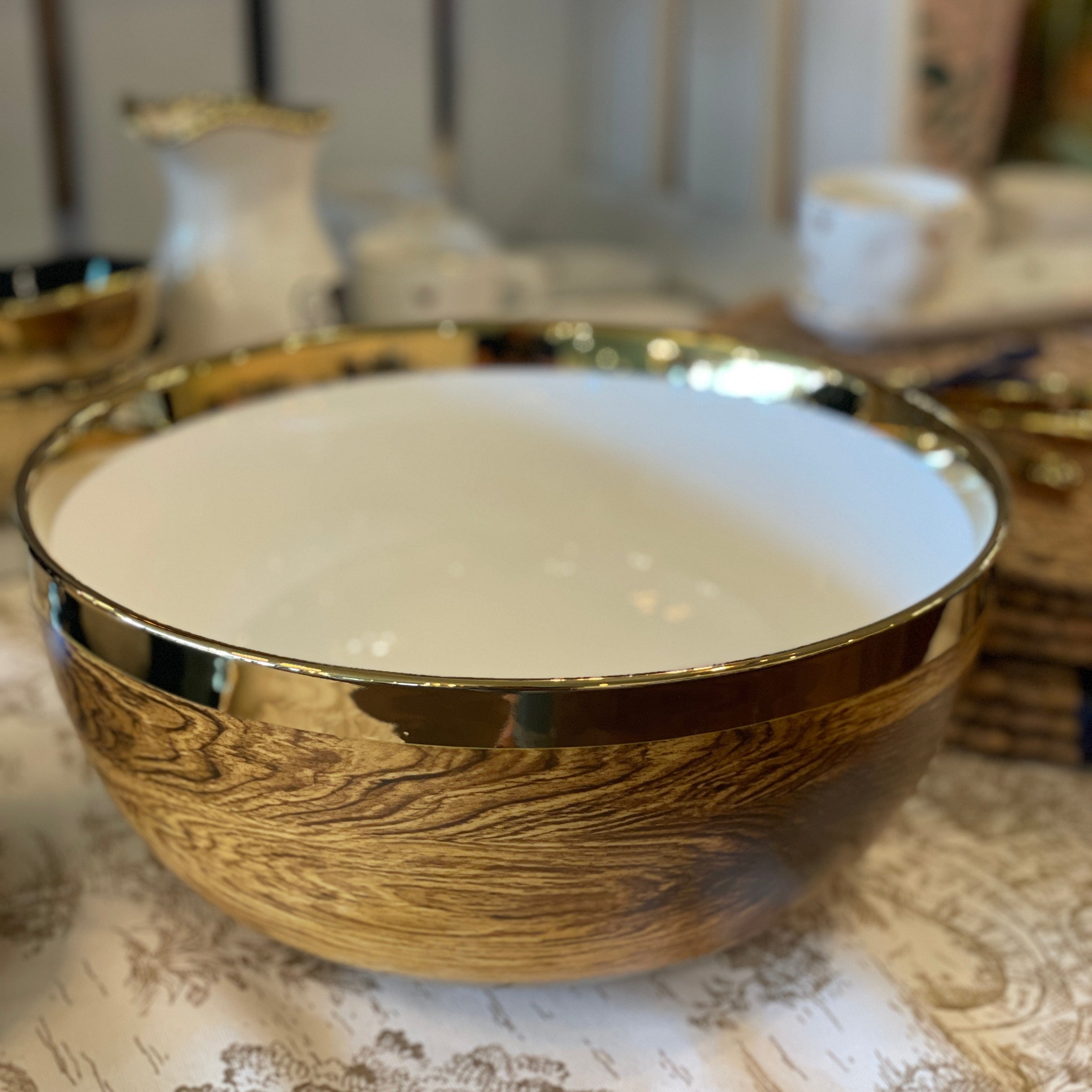 Faux Bois/Gold Porcelain Bowl - PORCH