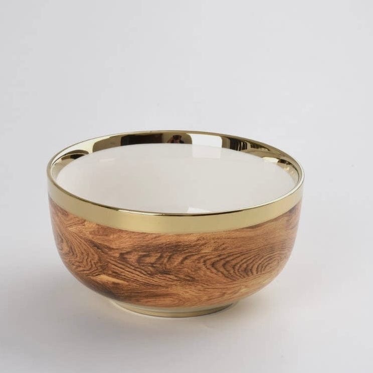 Medium Faux Bois/Gold Porcelain Bowl - PORCH
