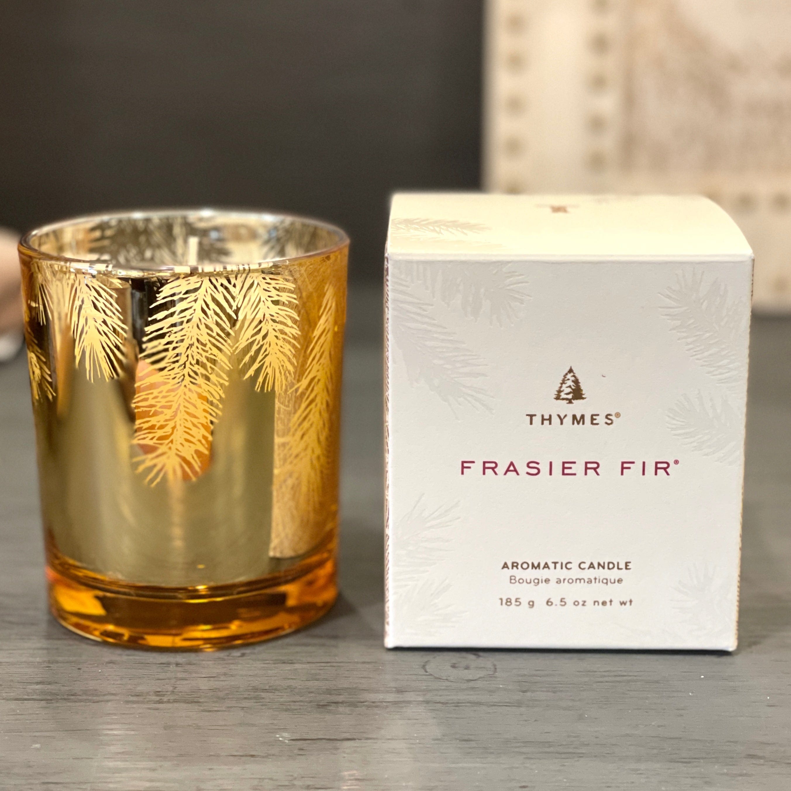 Small Frasier Fir Gilded Gold Frosted Candle - PORCH