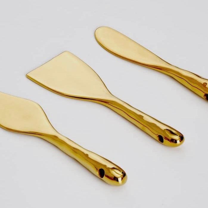 Gold Porcelain Cheese Servers - Set of 3 - PORCH