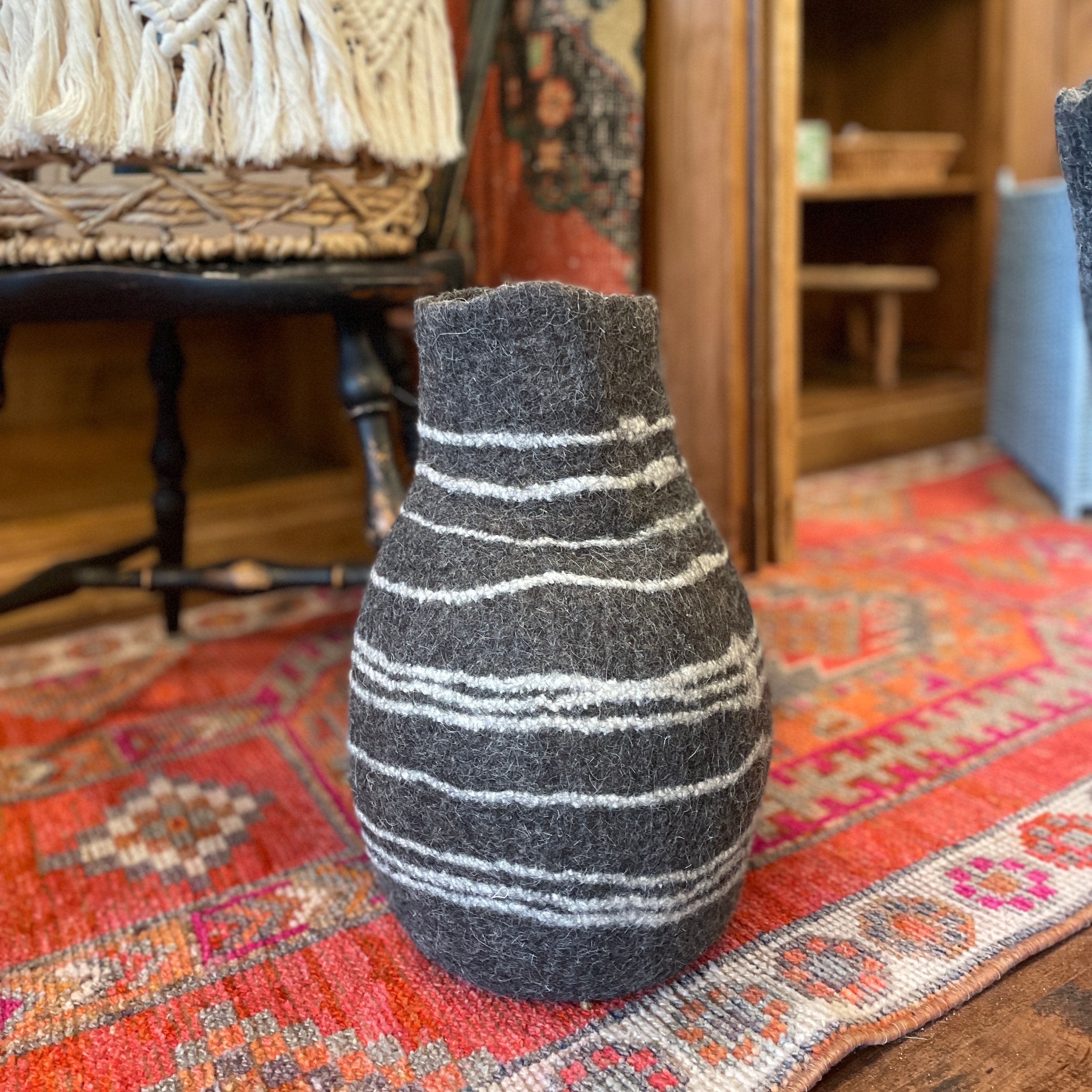 Gourd/Stripes Hand-Felted Floor Vase - PORCH