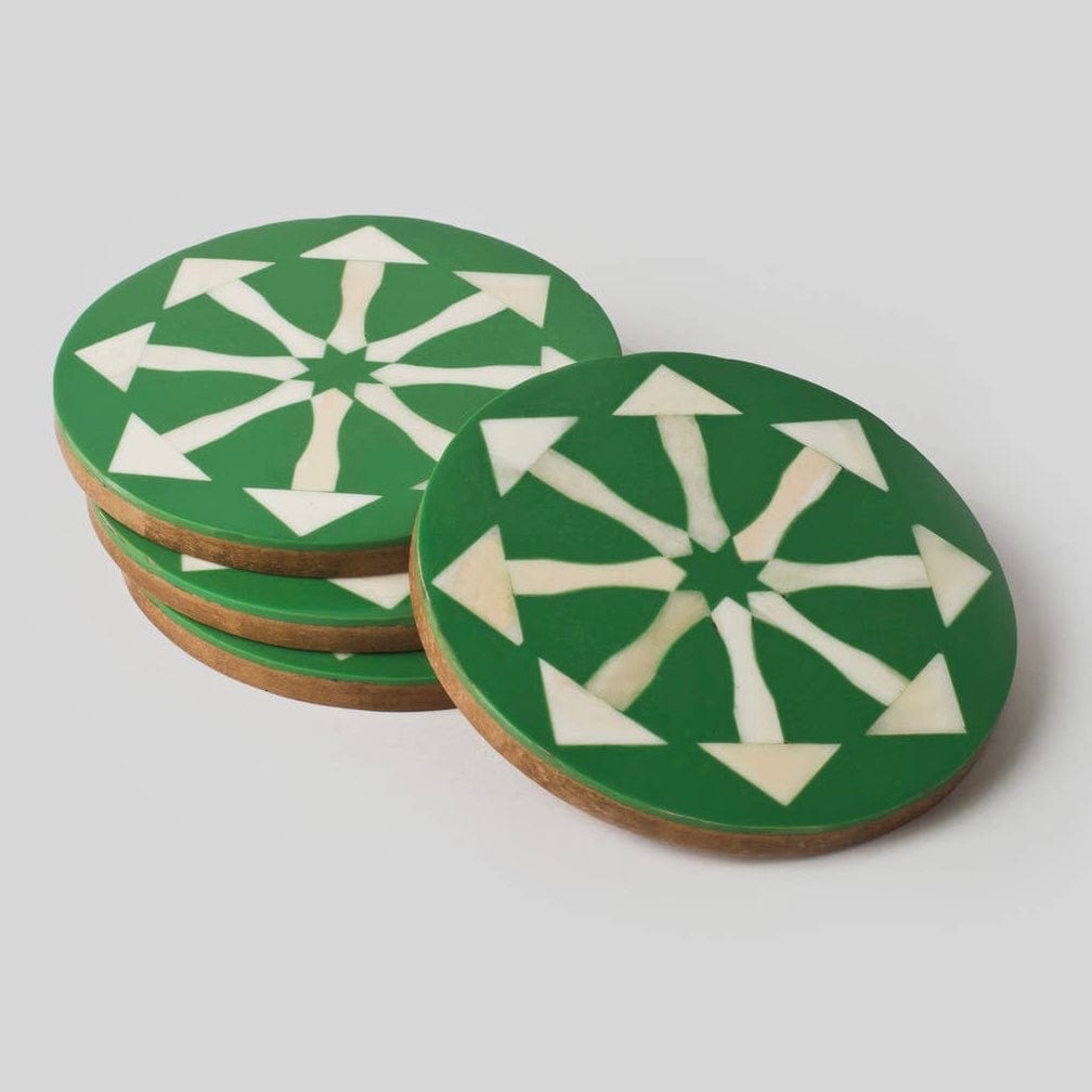Green/Arrow Inlay Coasters - Set of 4 - PORCH