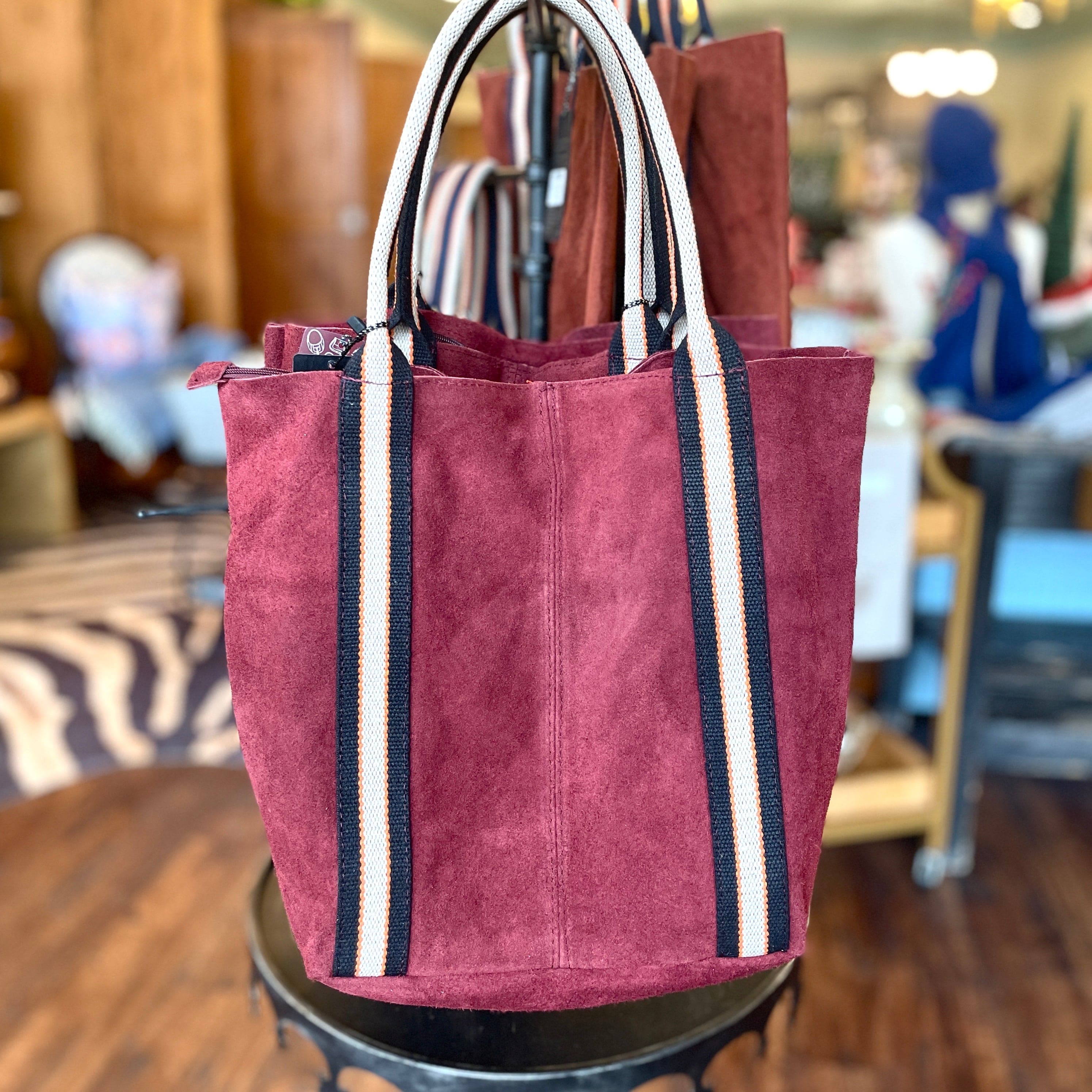 Red Italian Melody Suede Tote Bag - PORCH