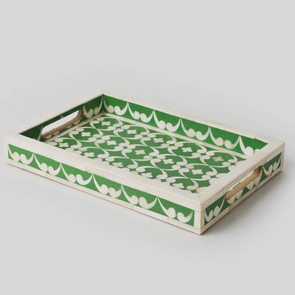 Green/White Lattice Tray Small - PORCH