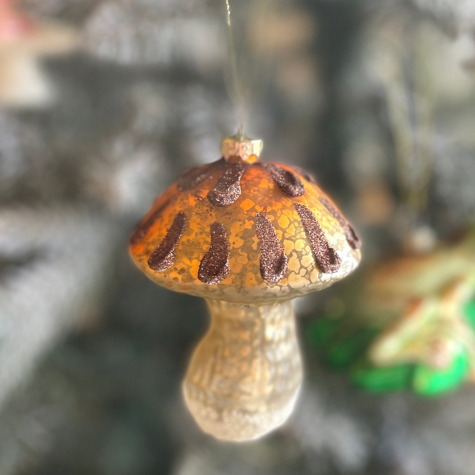 Copper Top Mercury Glass Mushroom Ornament - PORCH