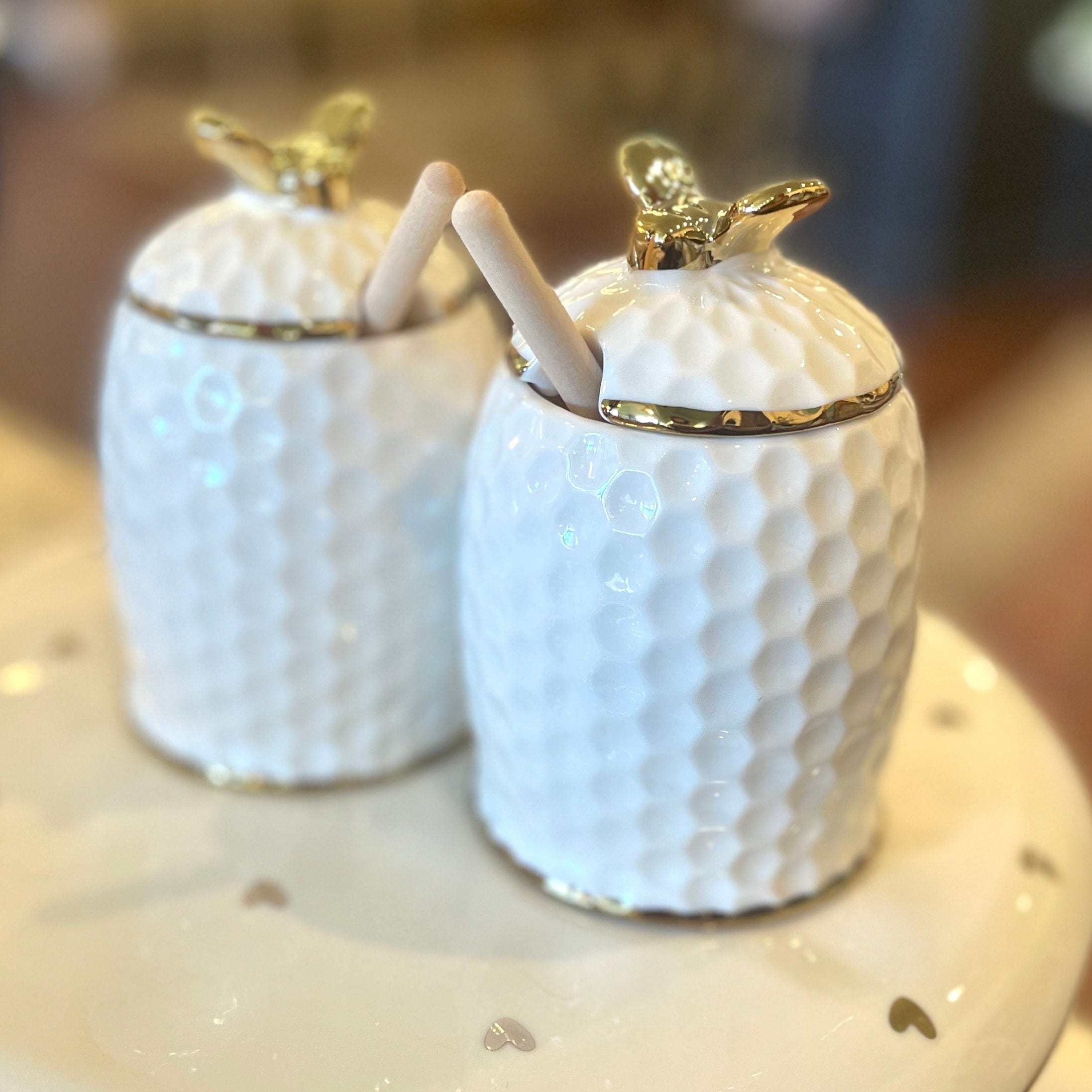Porcelain Honey Jar Set w/Dipper - PORCH