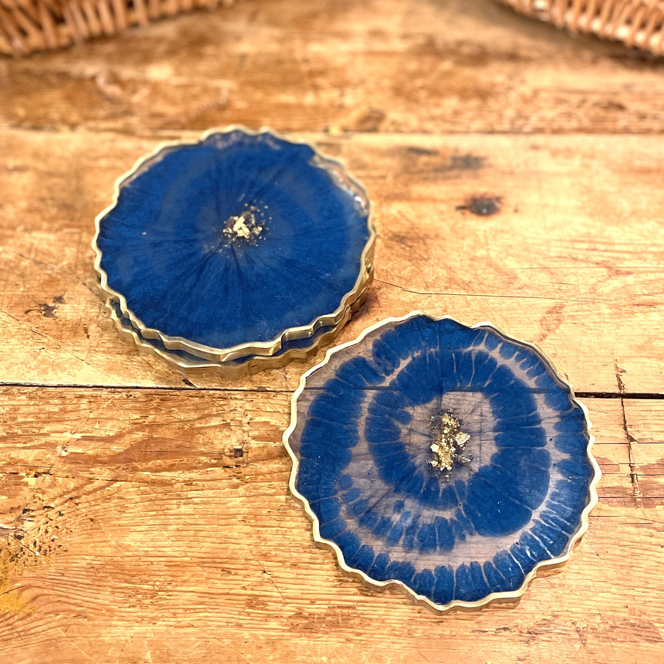 Navy Resin "Geode" Coasters - Set of 4 - PORCH