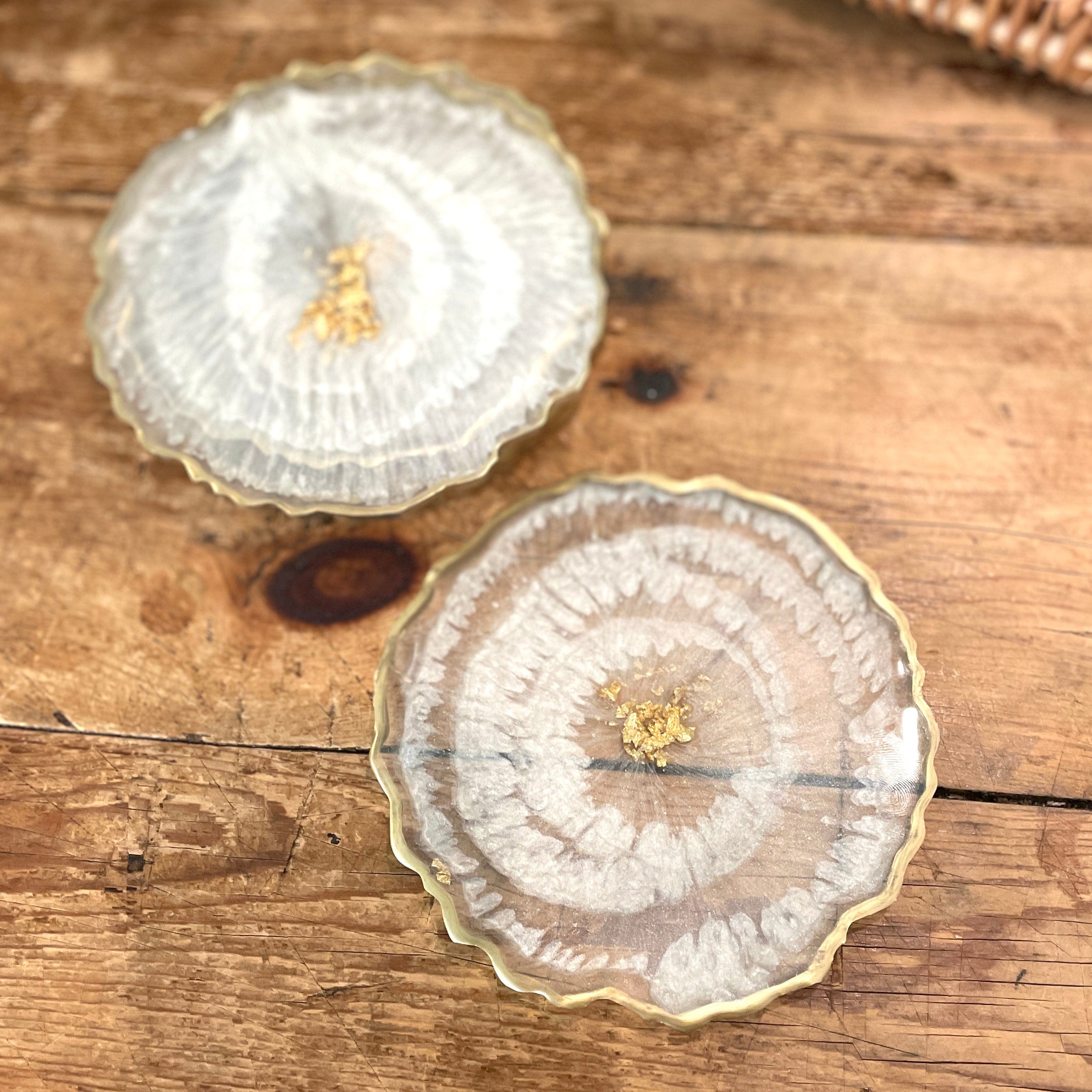 White Resin "Geode" Coasters - Set of 4 - PORCH