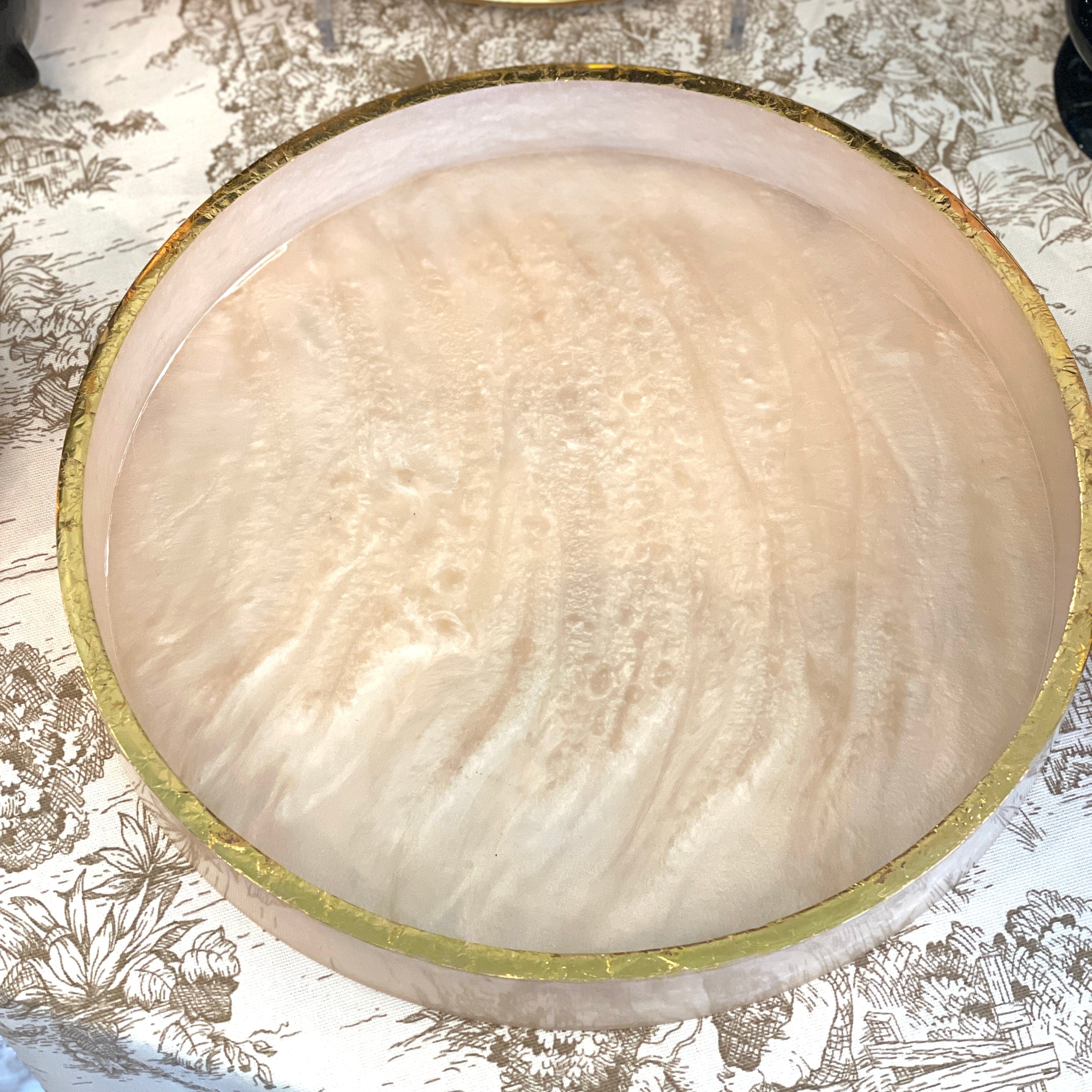 Ivory Resin Round Serving Tray - PORCH