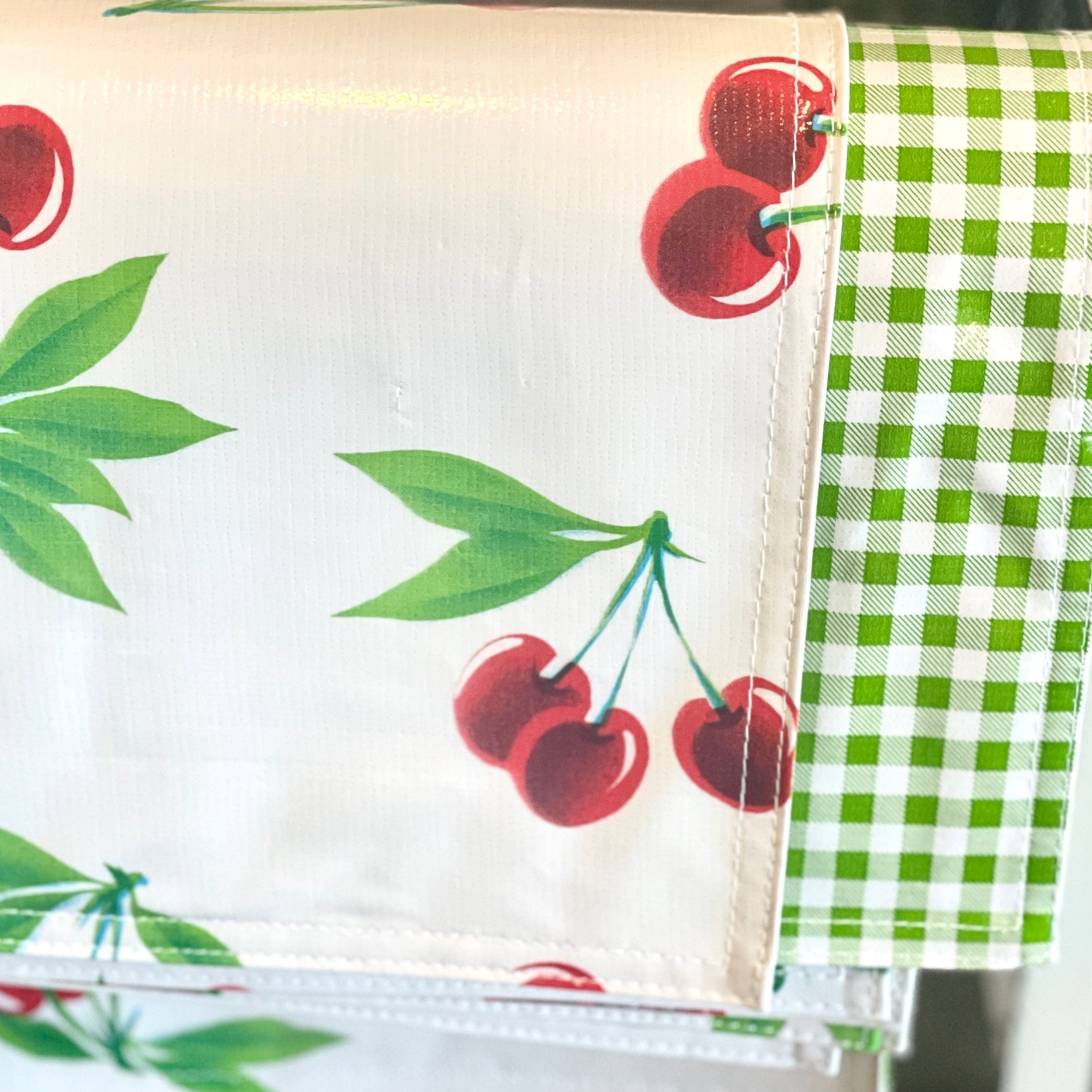 White Cherries Reversible Oilcloth Placemats - Set of 2 - PORCH