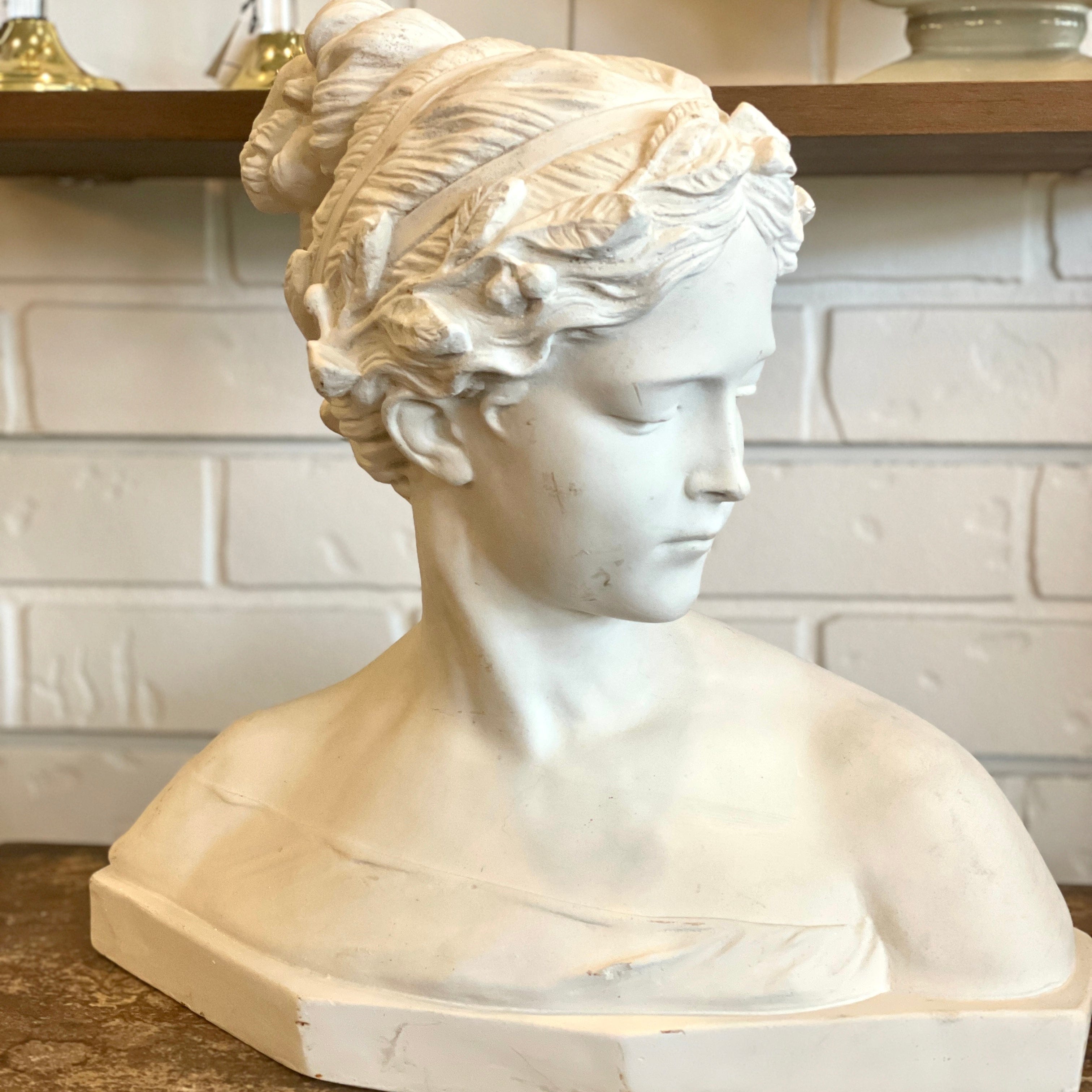 Vintage Plaster Bust - Female in Profile - PORCH