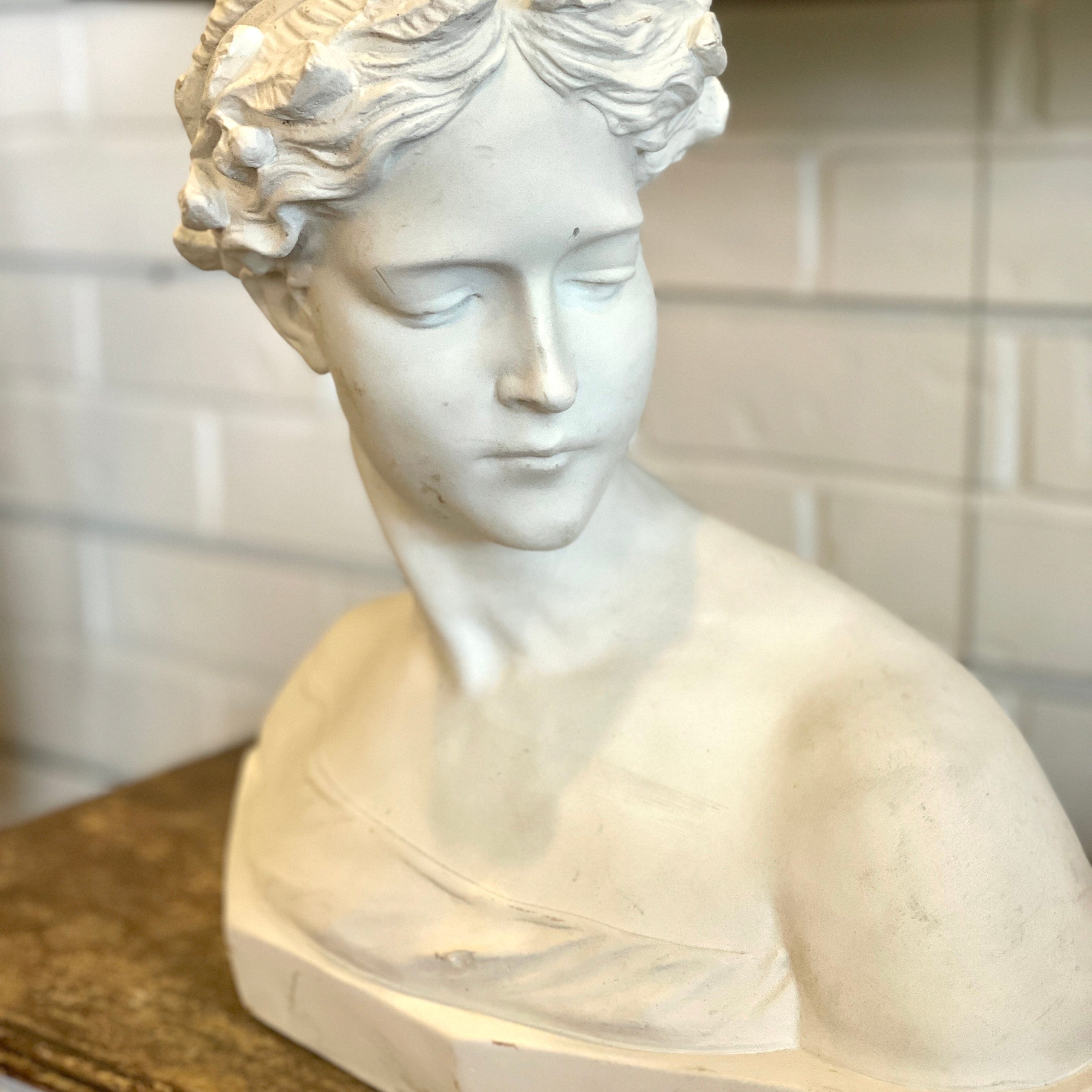 Vintage Plaster Bust - Female in Profile