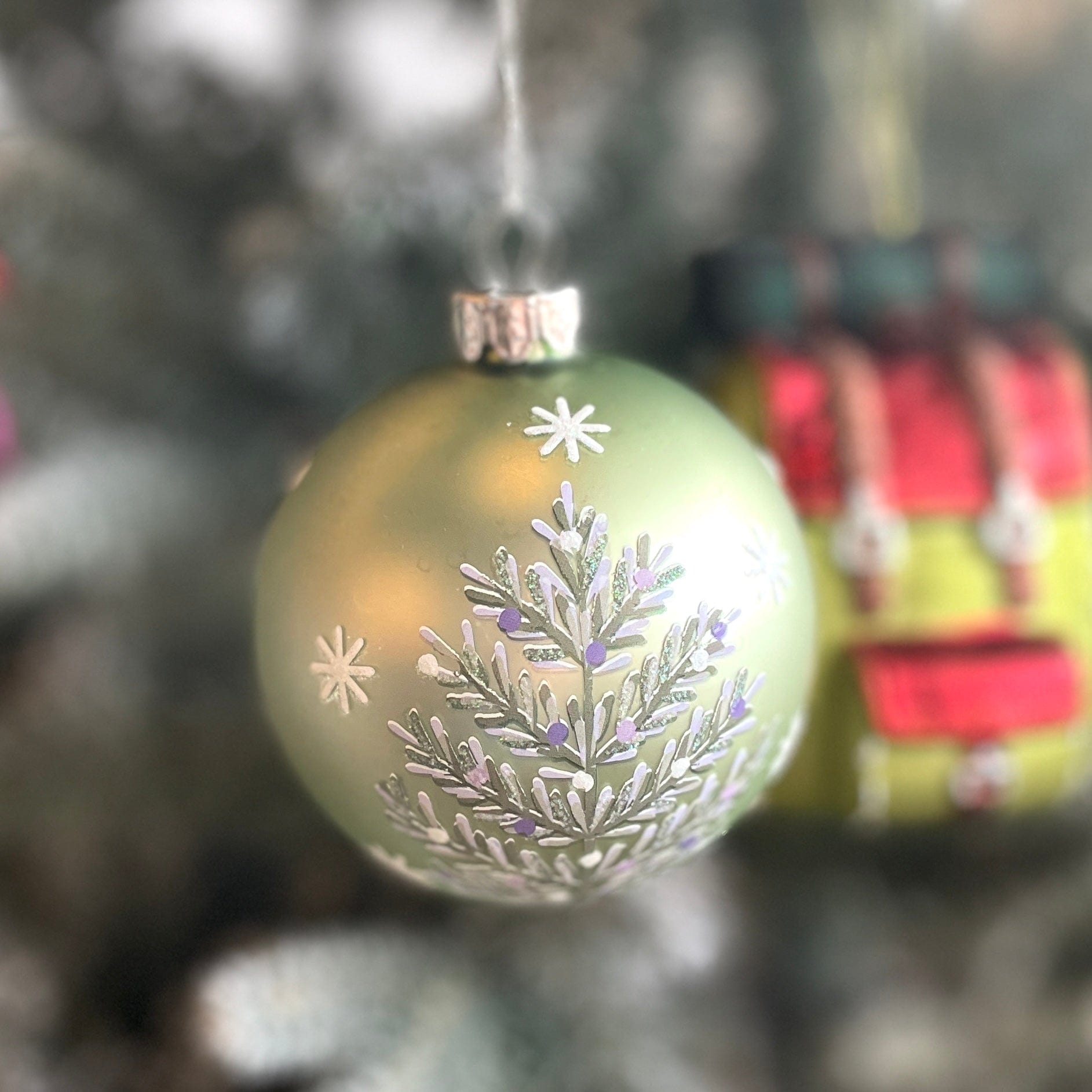 Green/Tree Vintage-Style Glass Ball Ornament - PORCH