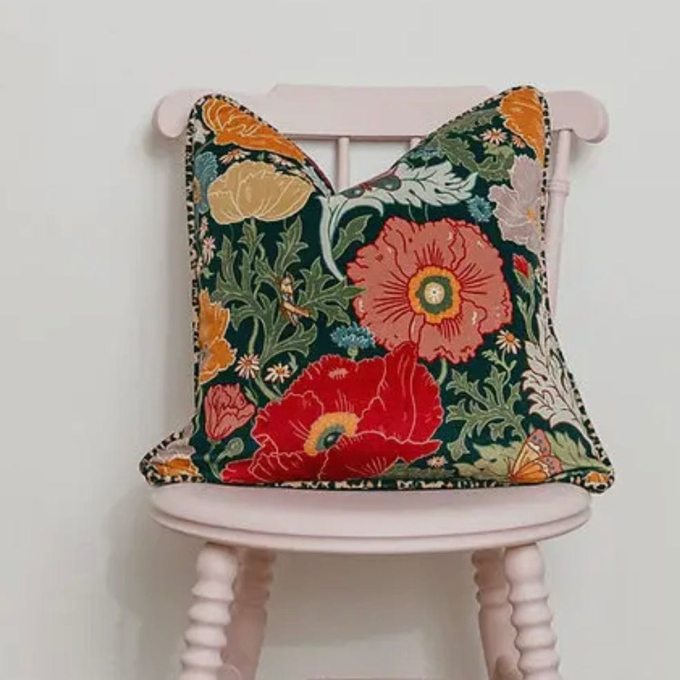 Medium Fleur Indigo Wear the Walls Velvet Cushion - PORCH