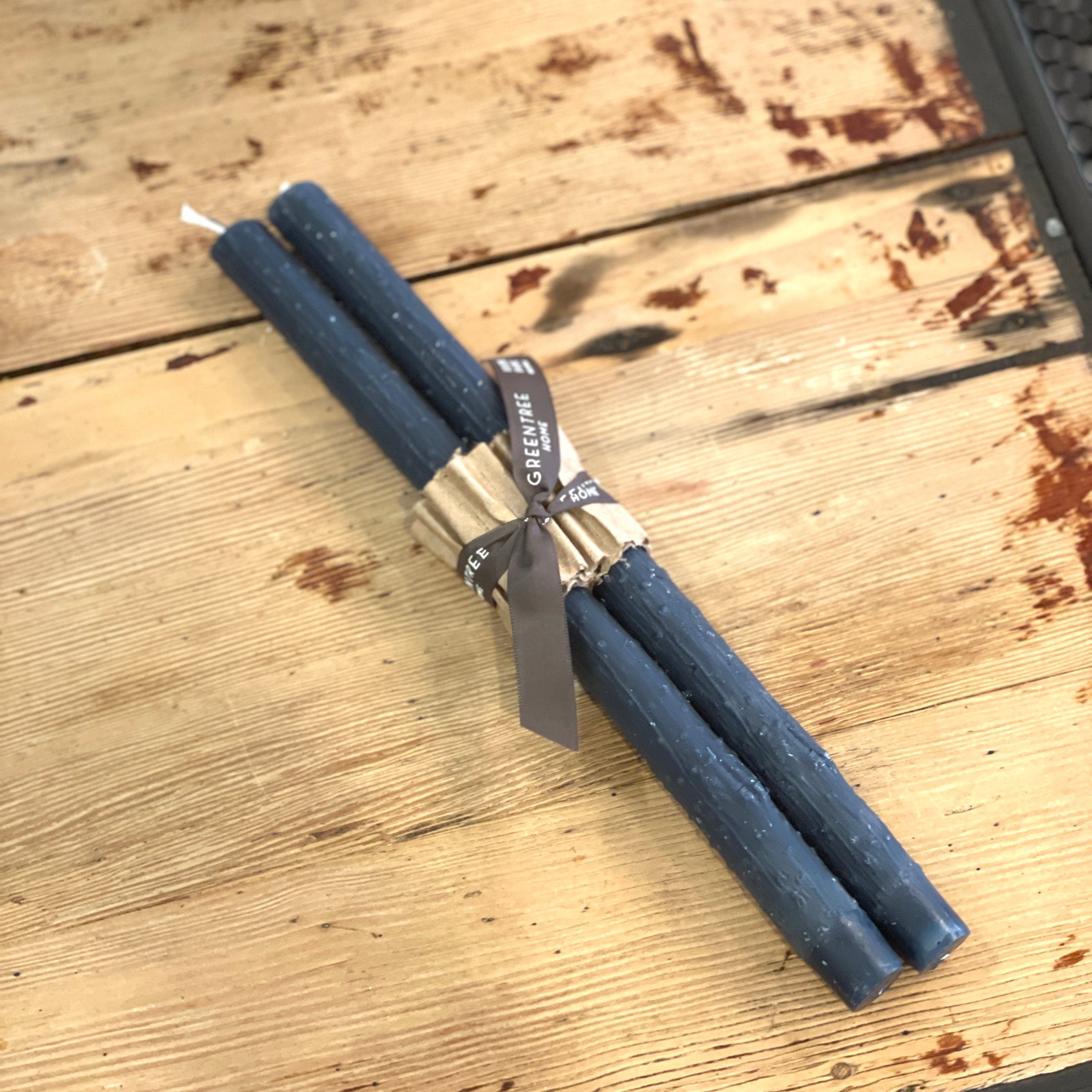 Blue Slate 12" Twig Beeswax Taper Candles - PORCH