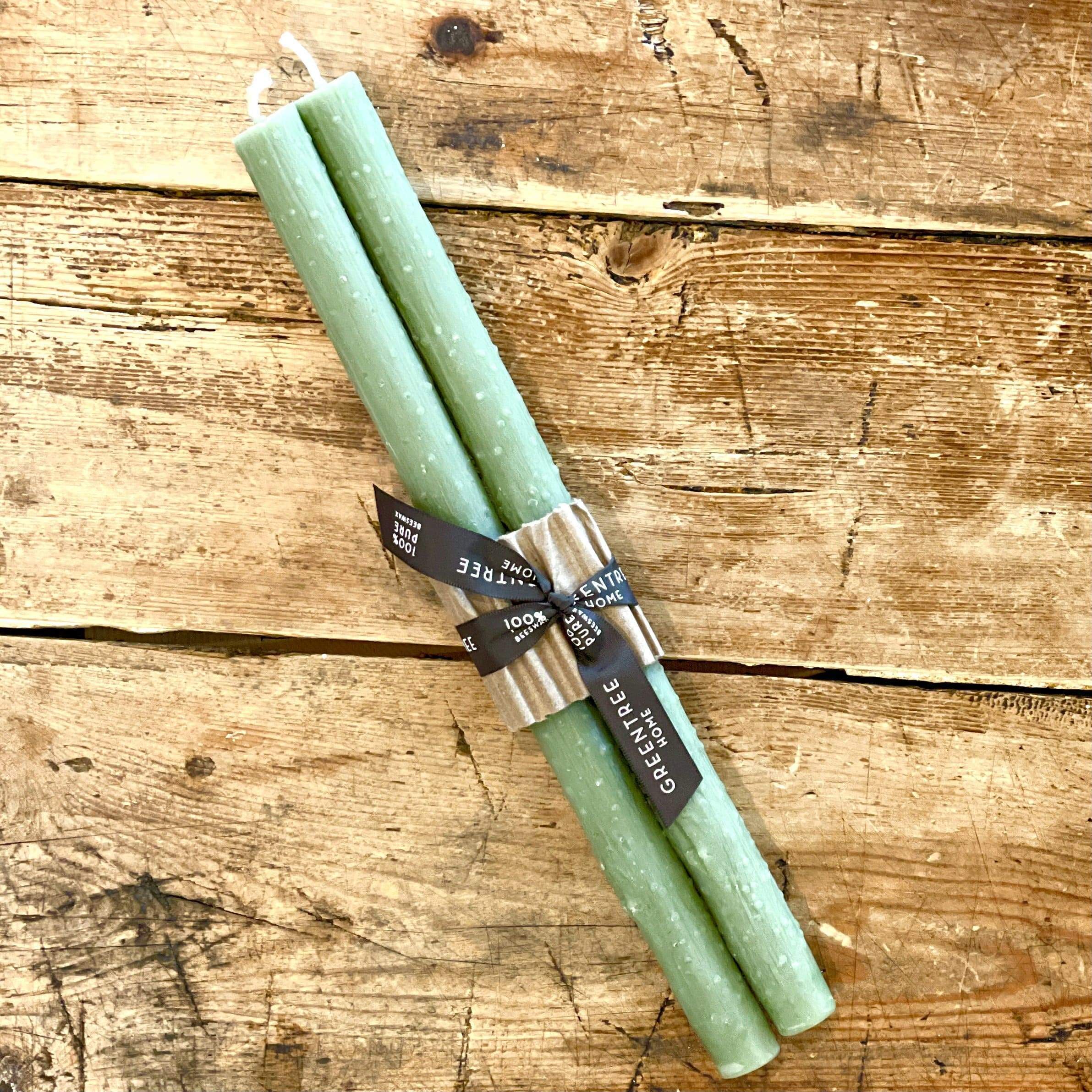 Sage 12" Twig Beeswax Taper Candles - PORCH
