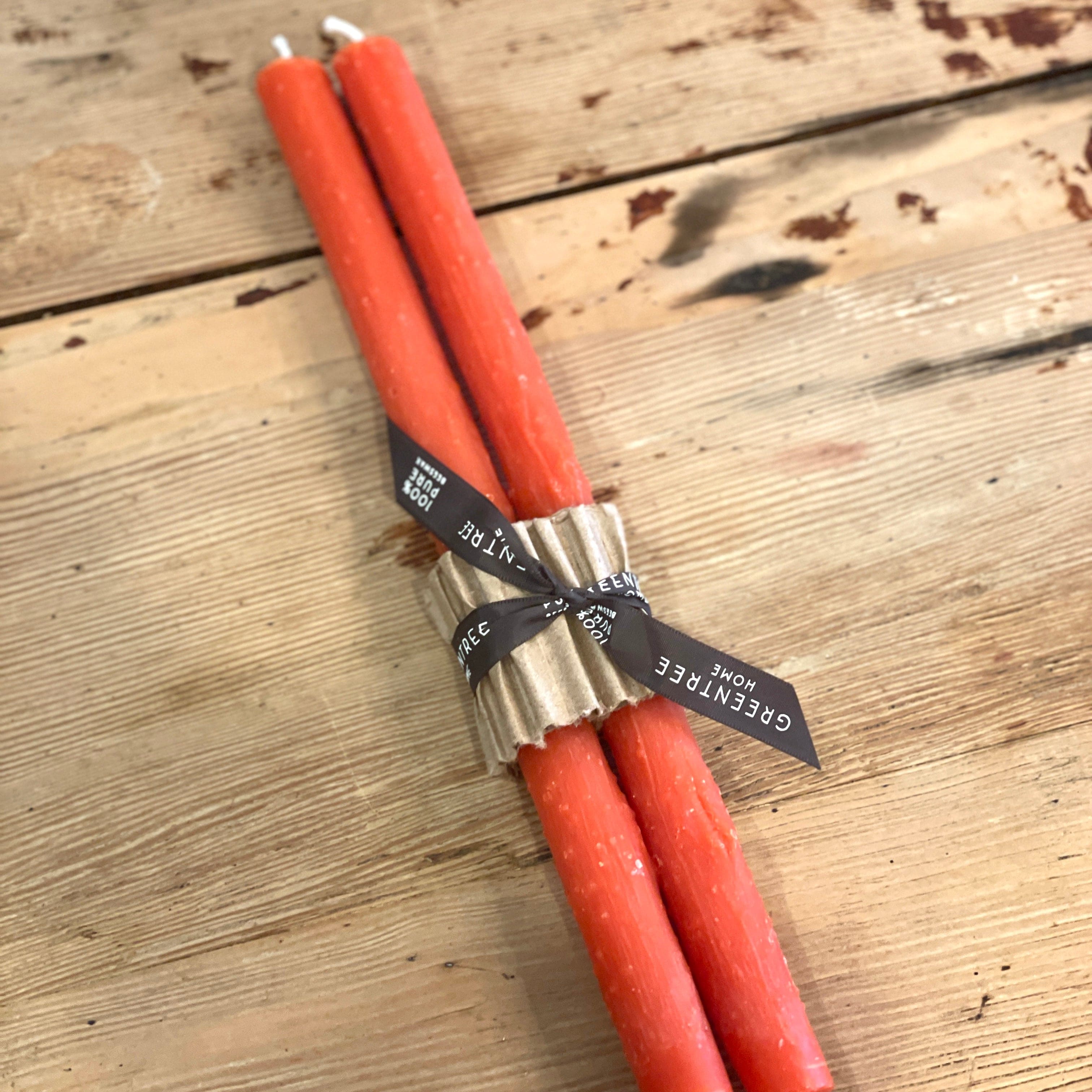 Tangerine 12" Twig Beeswax Taper Candles - PORCH