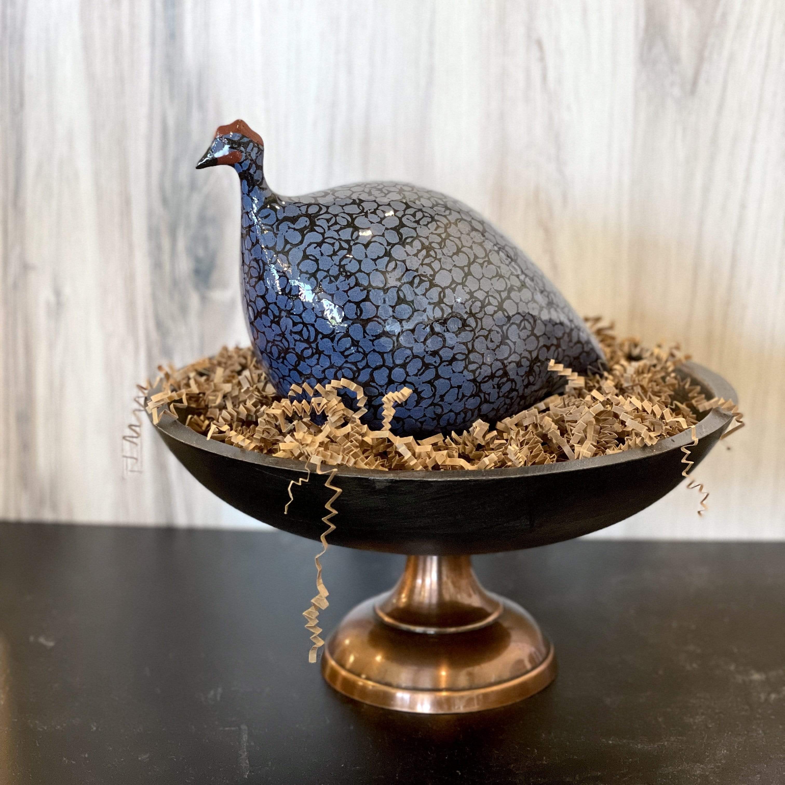Electric Blue/Black Ceramic Guinea Fowl - Small - PORCH