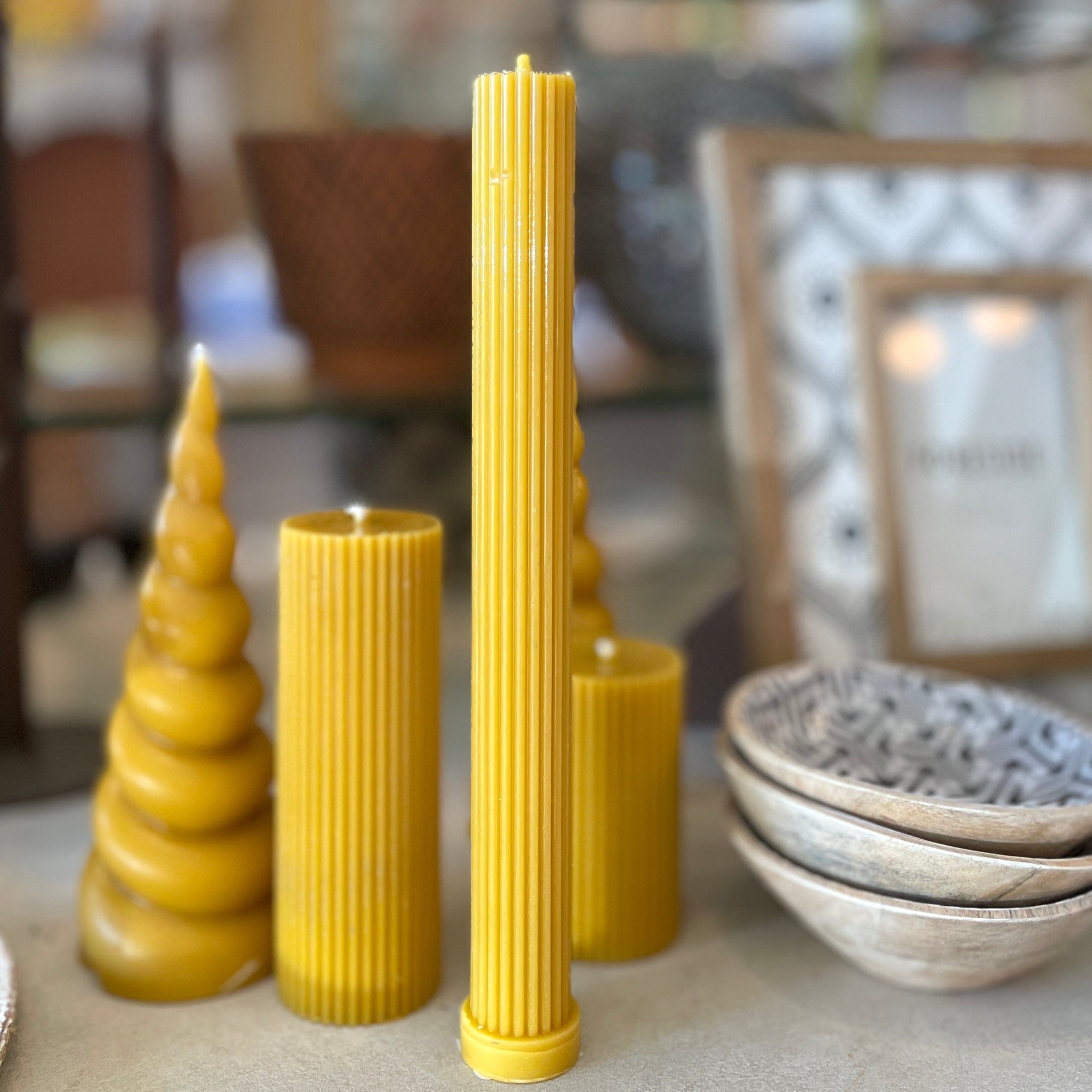 Large Fluted Beeswax Pillar Candle - PORCH