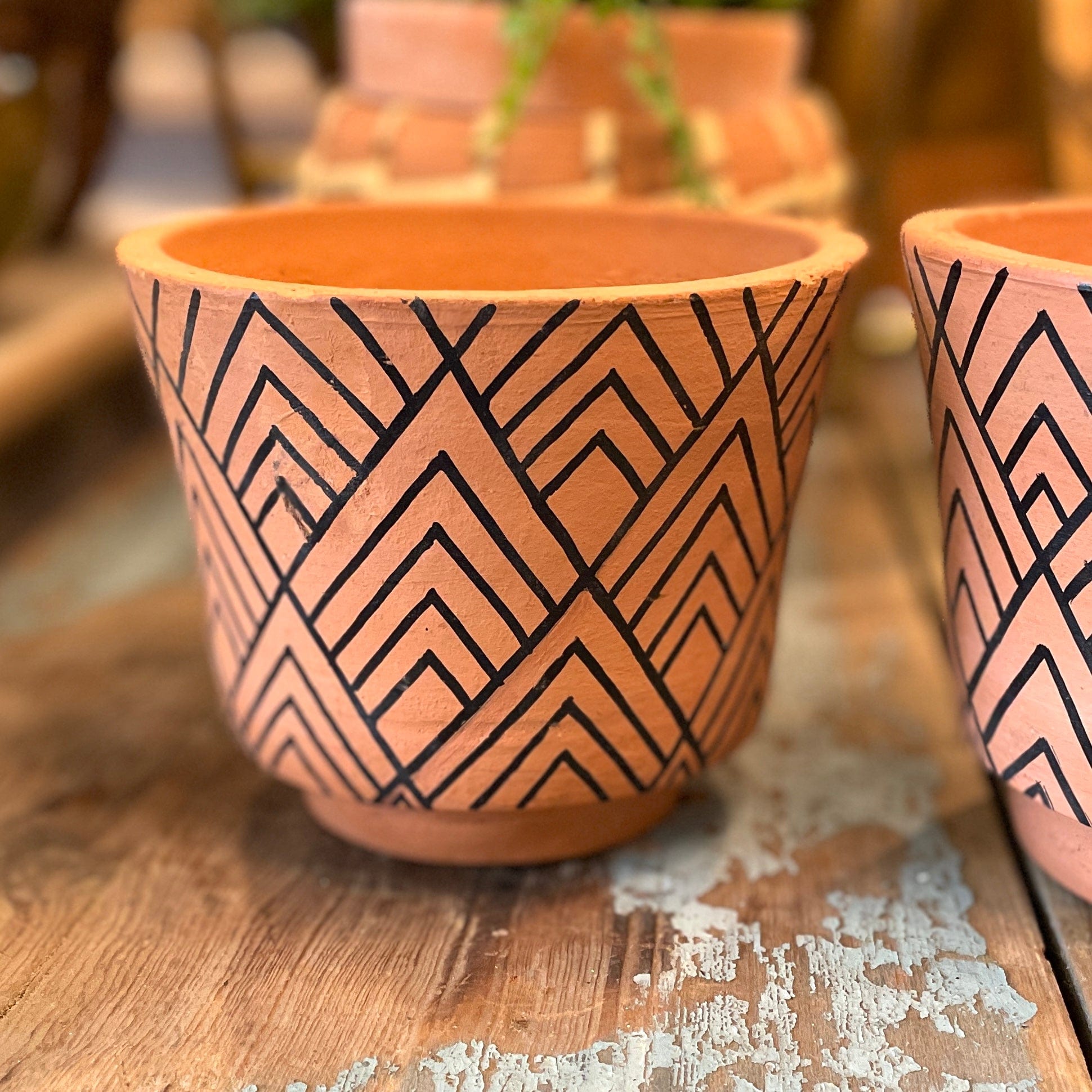 Footed Geo Terracotta Planter - PORCH