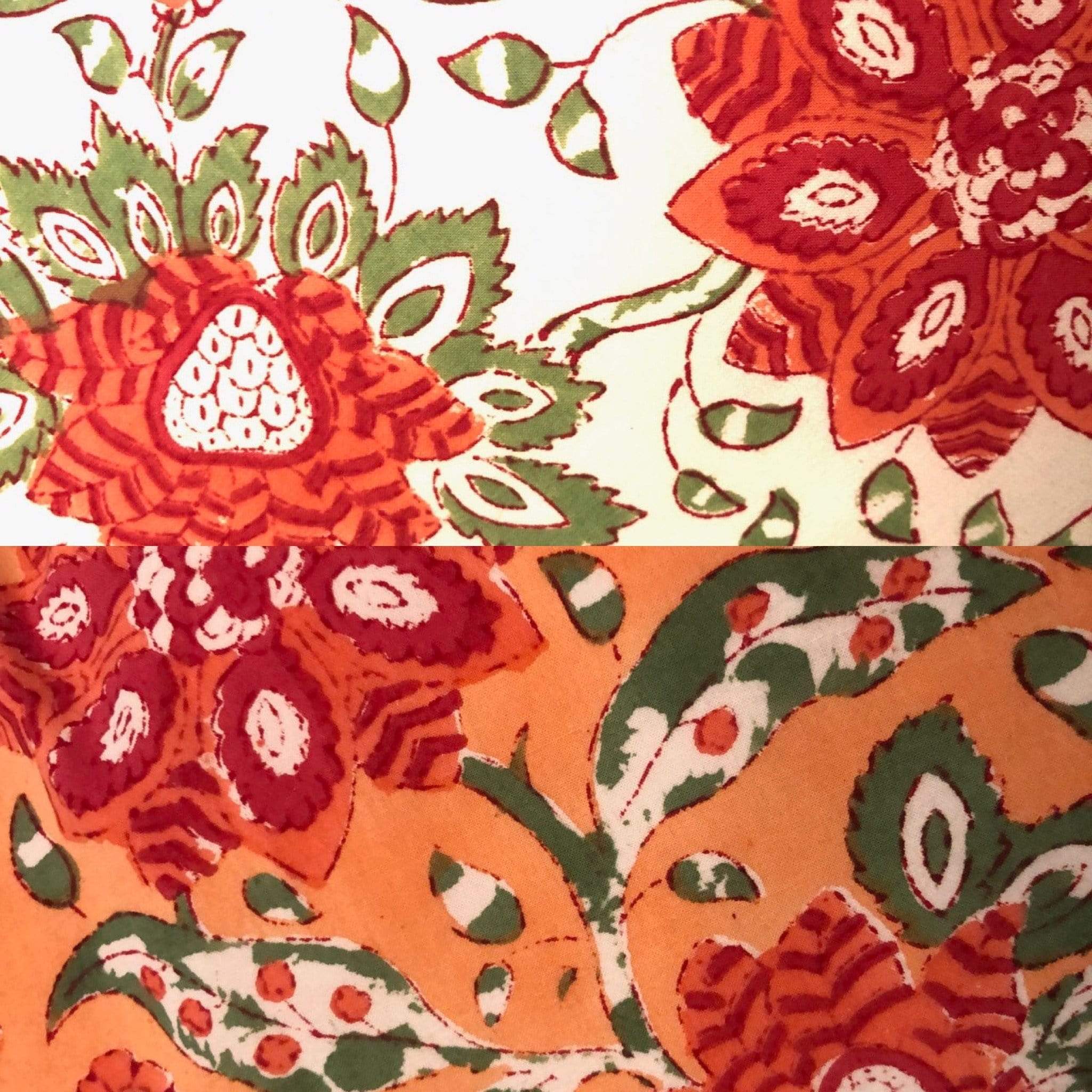 Calico Orange Hand Block Print Pillow - PORCH