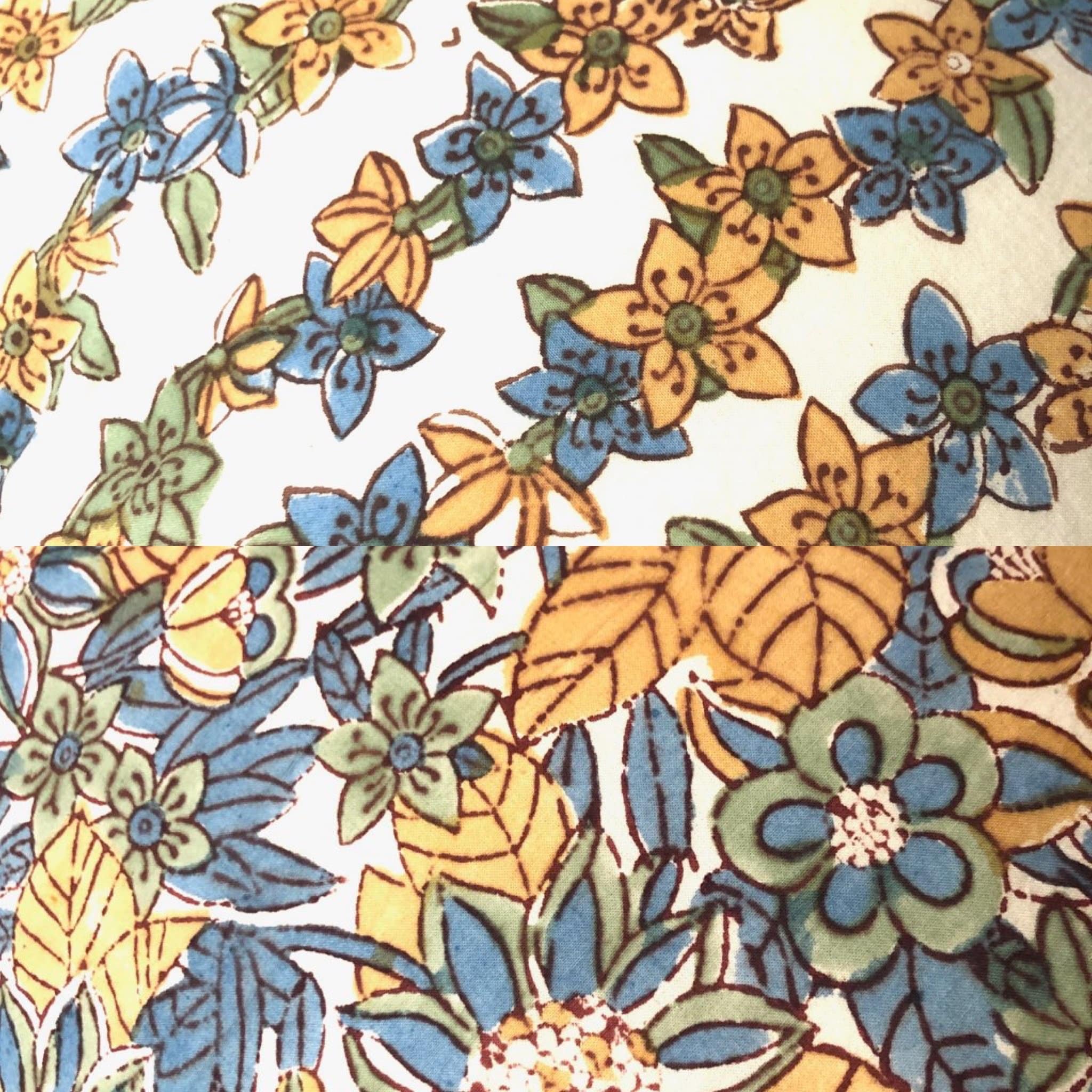 Wildflower Blue Hand Block Print Pillow - PORCH