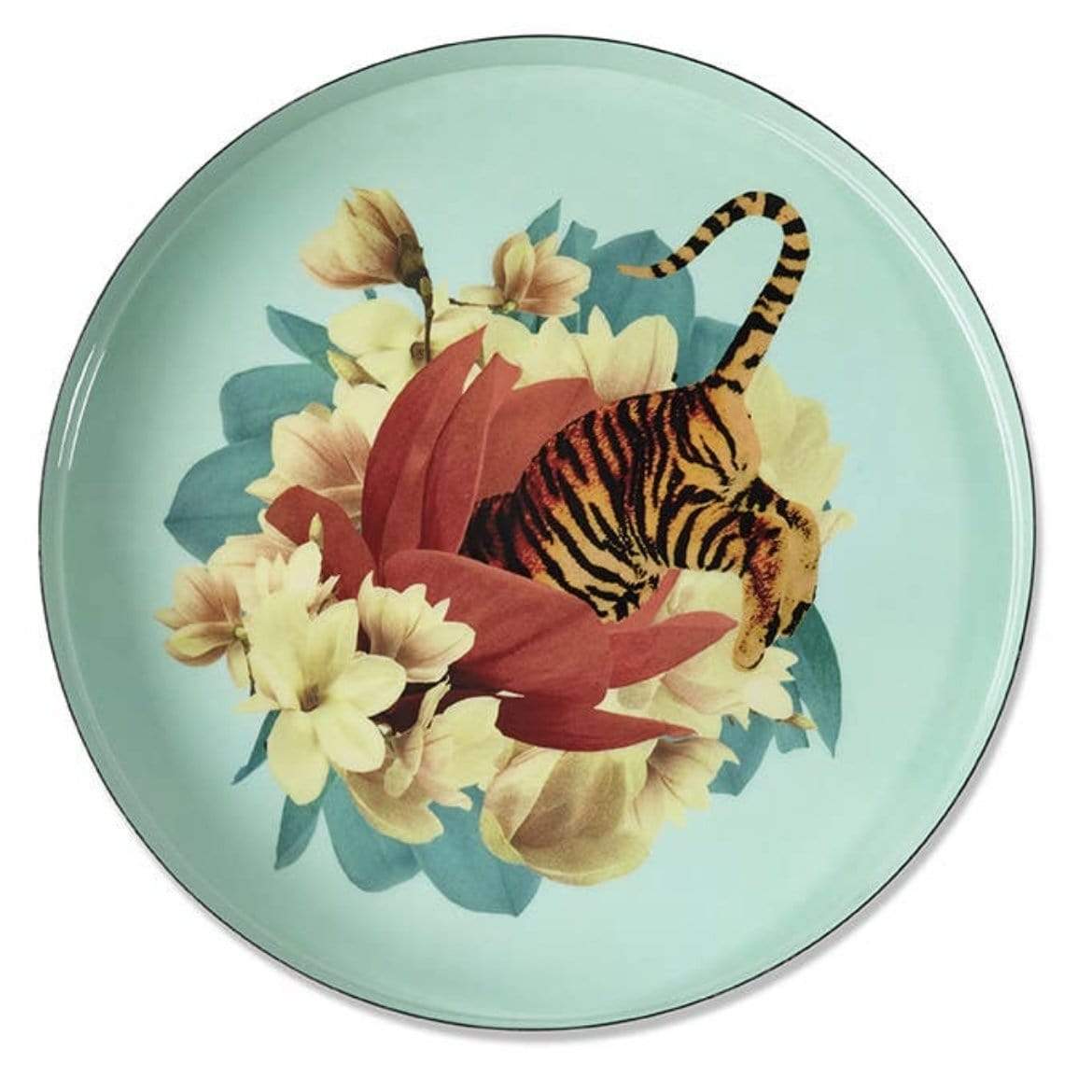 Tiger Flower Handmade Iron Round Tray - PORCH