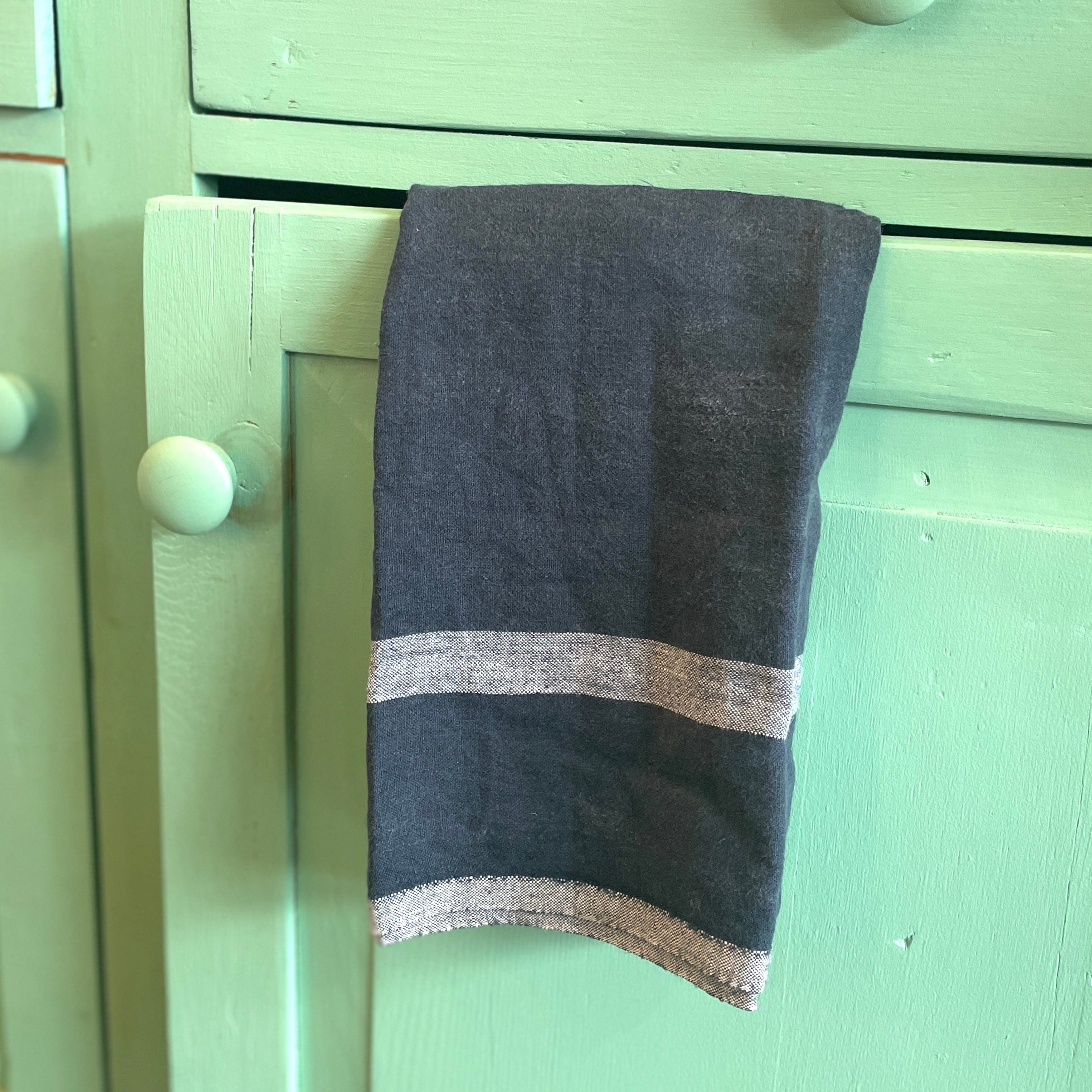 Indigo/White Laundered Linen Tea Towel - PORCH