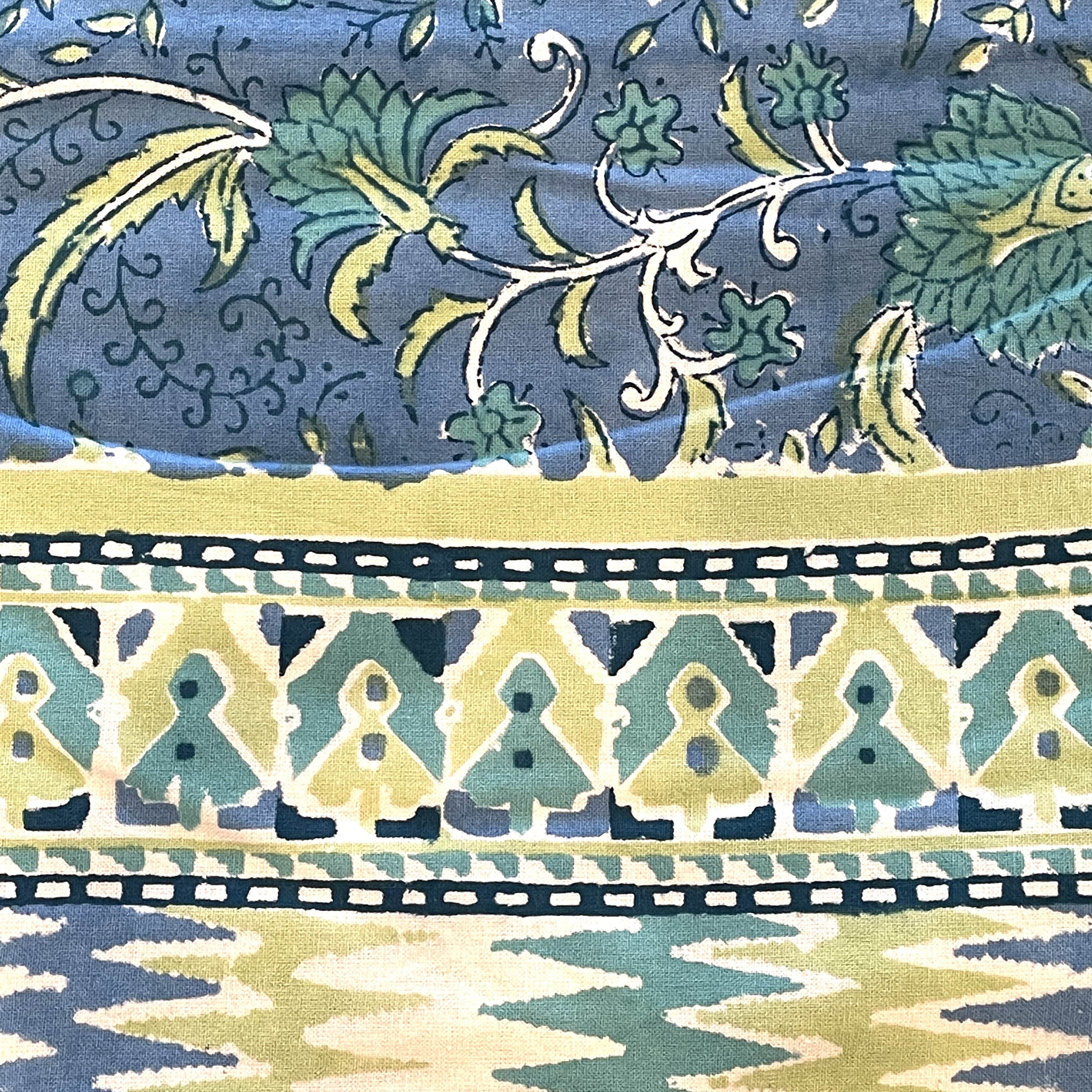 Sulak Blue N.H. Block Print Tablecloth - 60" x 120" - PORCH